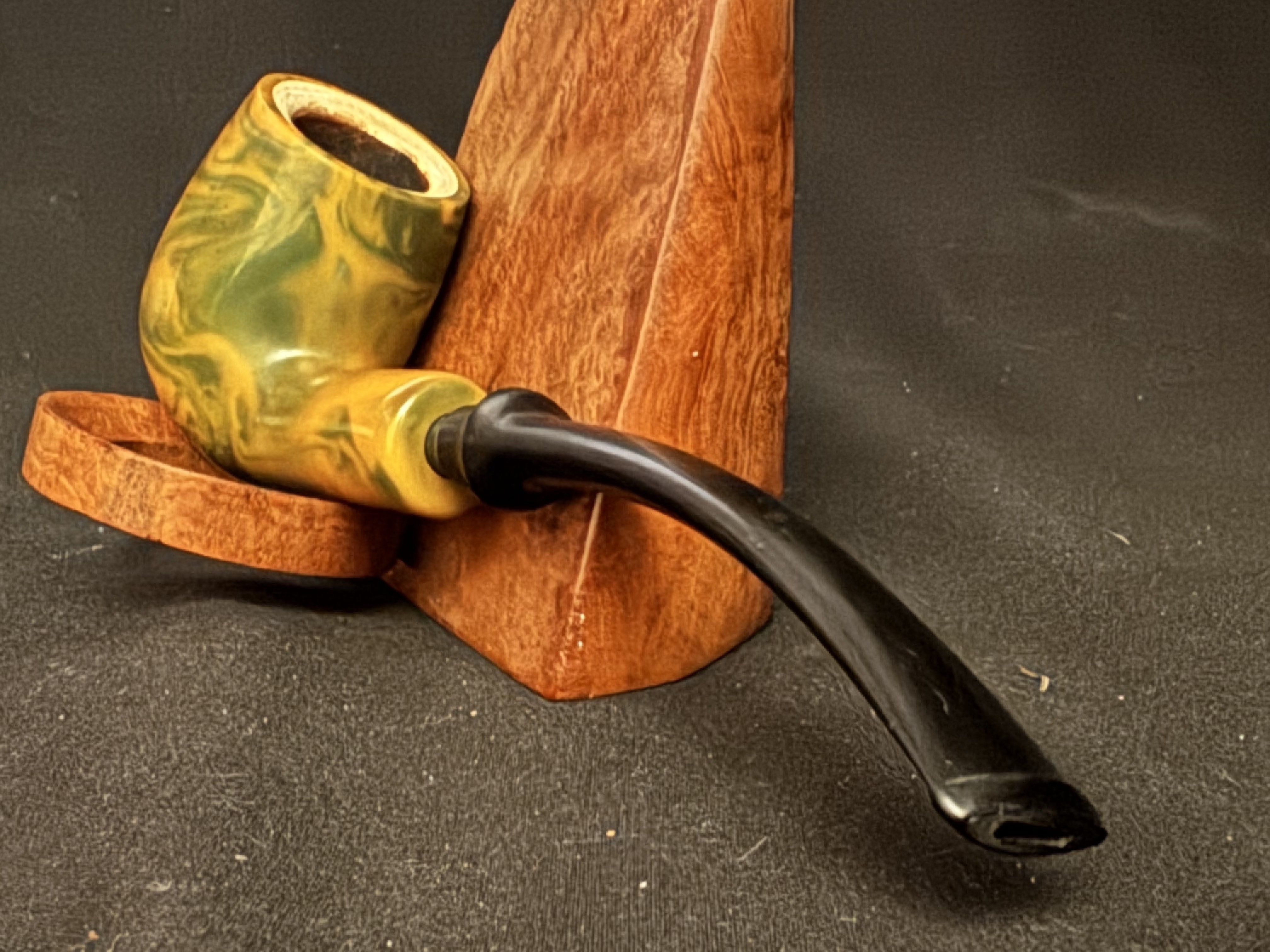Big Ben Smooth Bent Billiard Meerschaum Bowl Insert Vulcanite Stem Estate Pipe 8