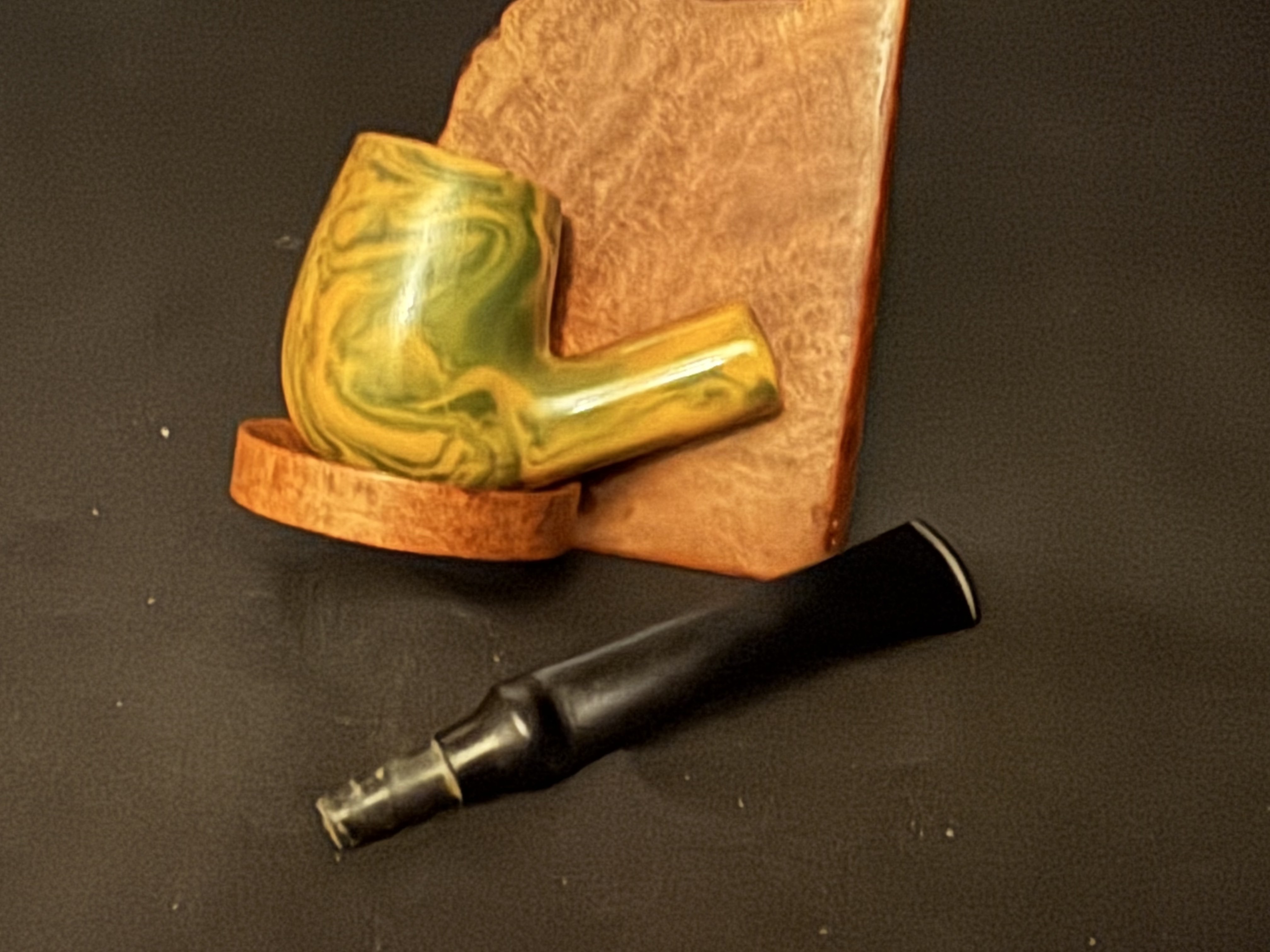 Big Ben Smooth Bent Billiard Meerschaum Bowl Insert Vulcanite Stem Estate Pipe 9