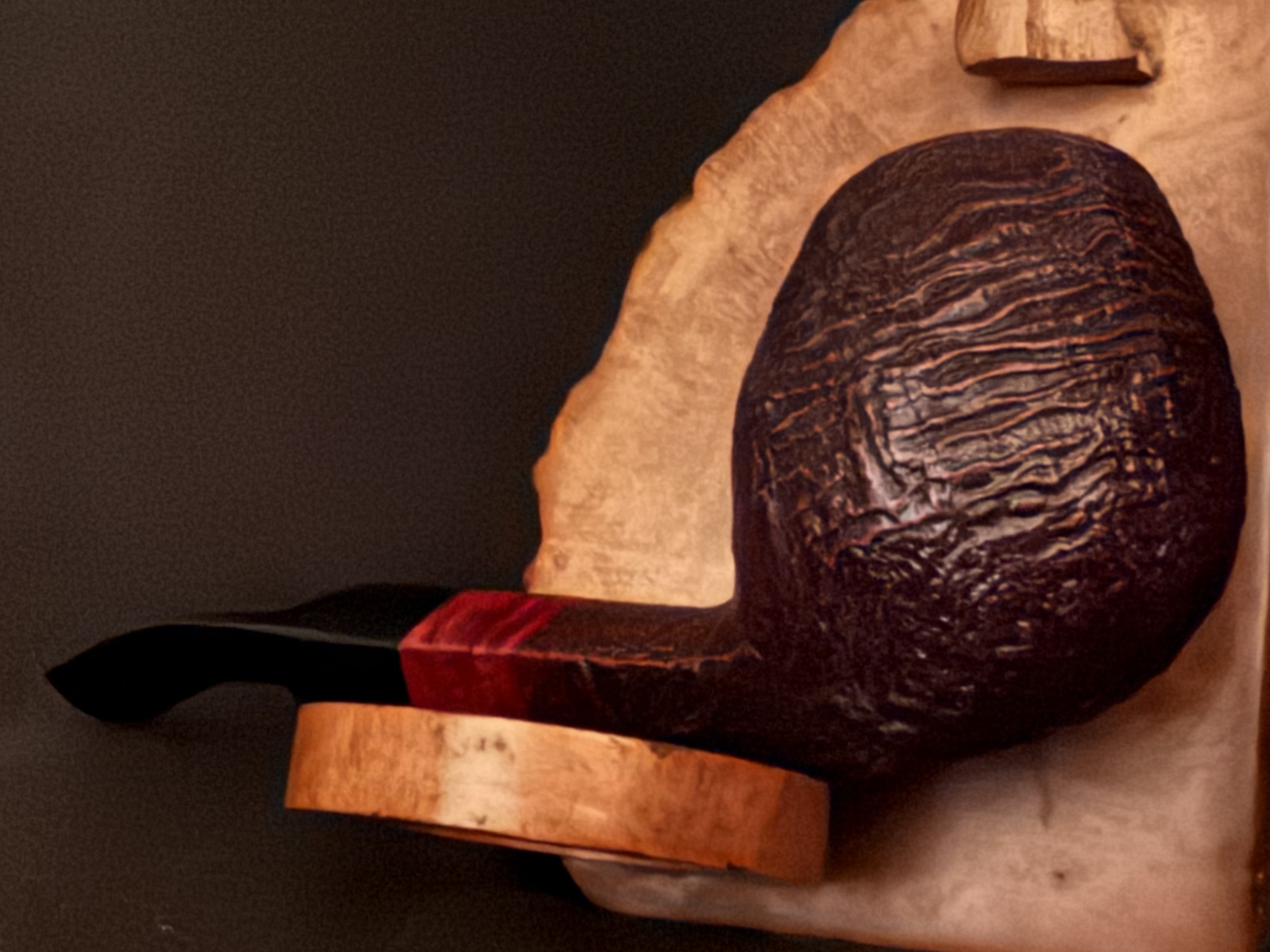 Bjarne Hand Carved Sandblast Bent Billiard Pipe, Diamond Shank, Vulcanite Saddle Stem, Fishtail Bit, Made in Denmark 7