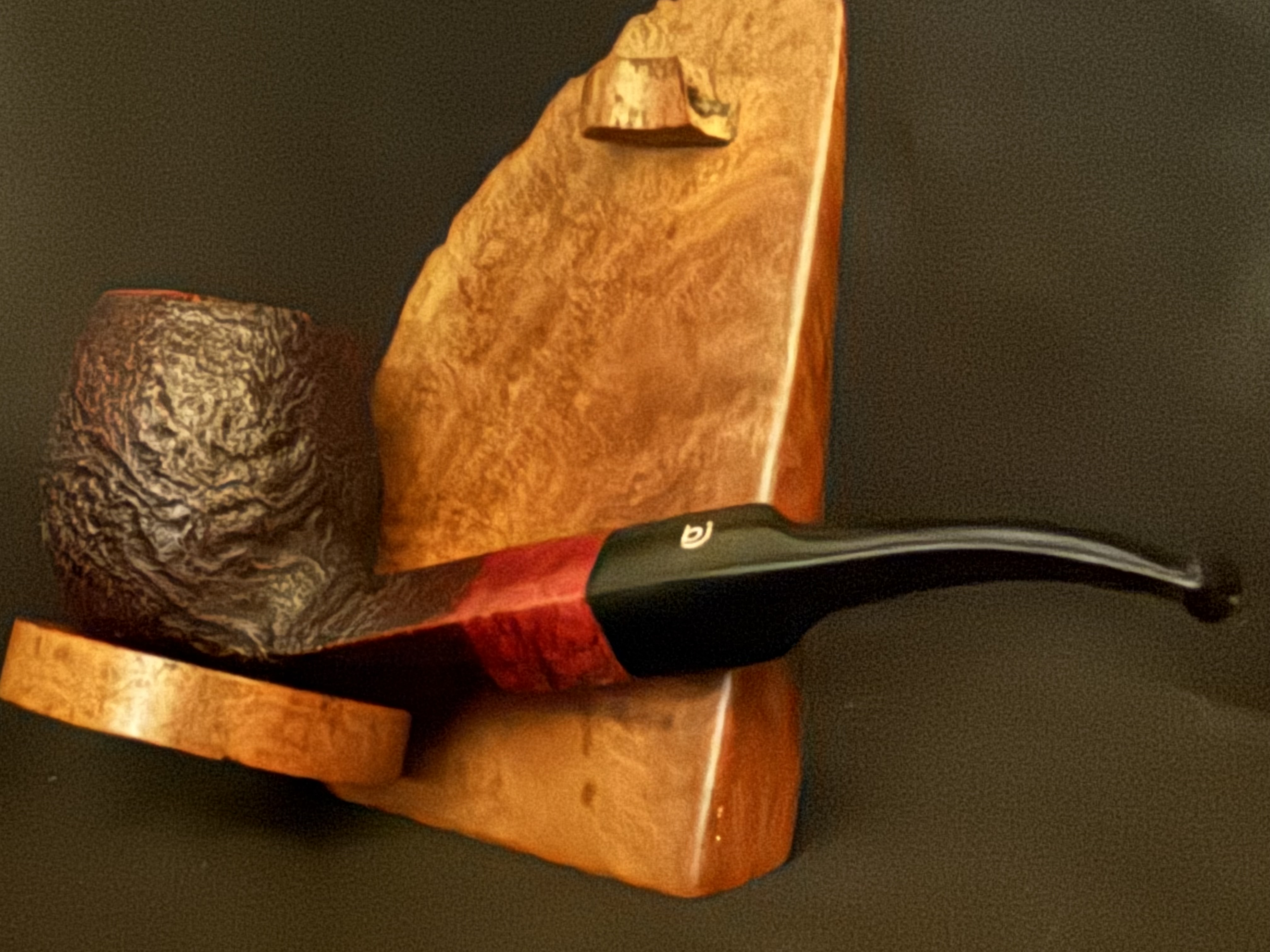 Bjarne Hand Carved Sandblast Bent Billiard Pipe, Diamond Shank, Vulcanite Saddle Stem, Fishtail Bit, Made in Denmark 8