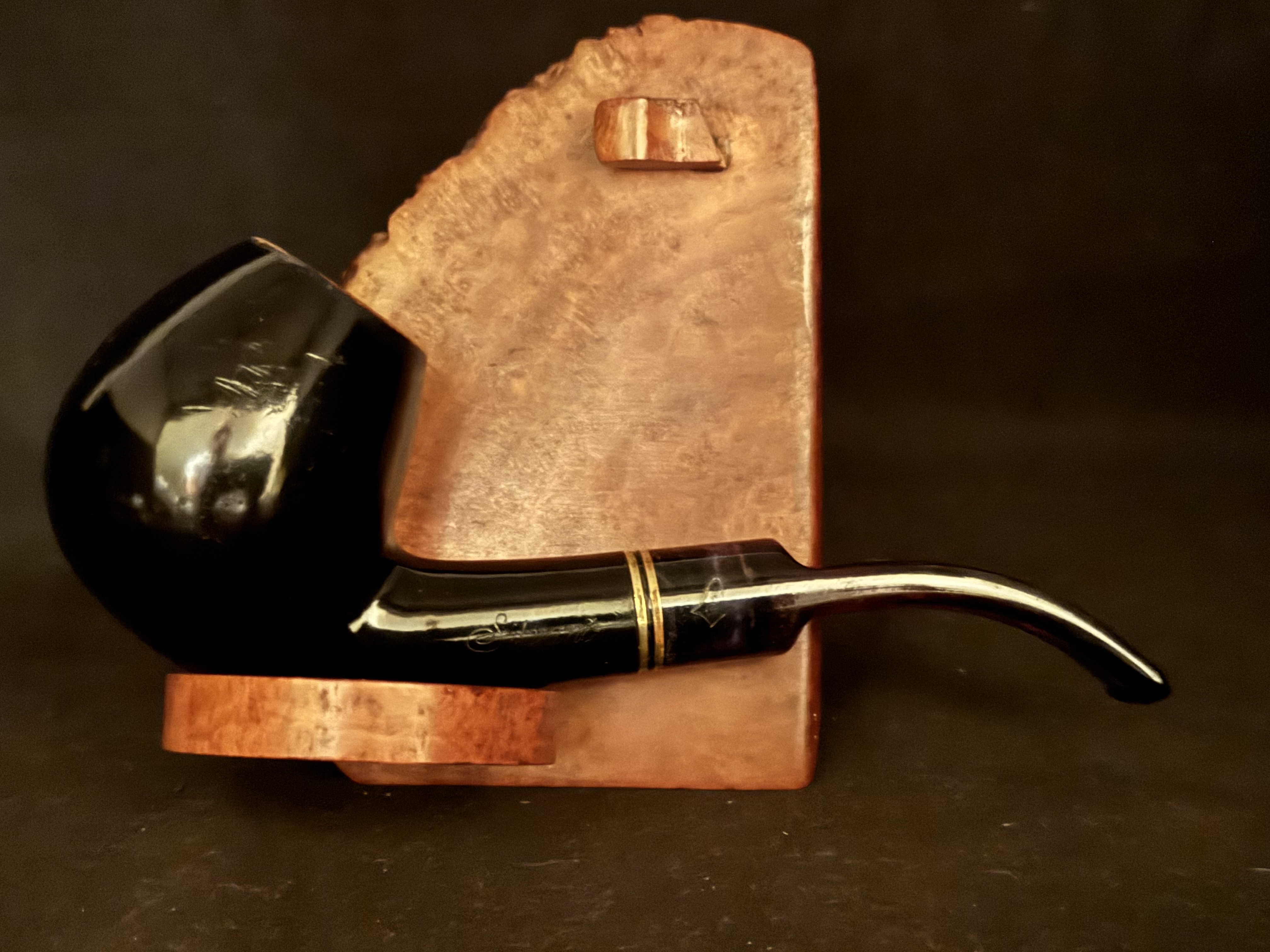 Silvano Azzorro Bent Billiard Smooth Black Briar Estate Pipe - Acrylic Saddle Stem, 9mm Filter, Fishtail 3