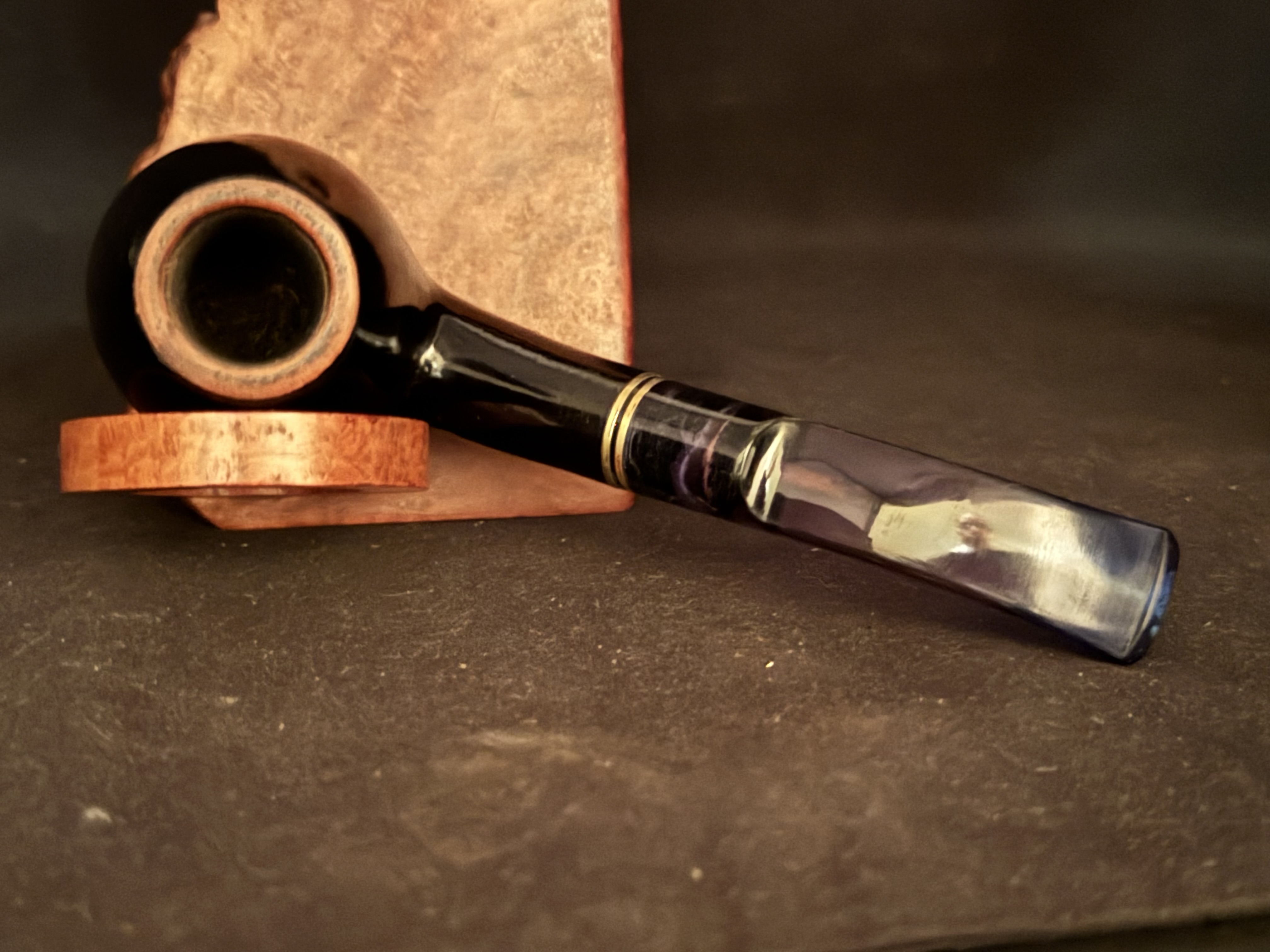 Silvano Azzorro Bent Billiard Smooth Black Briar Estate Pipe - Acrylic Saddle Stem, 9mm Filter, Fishtail 6