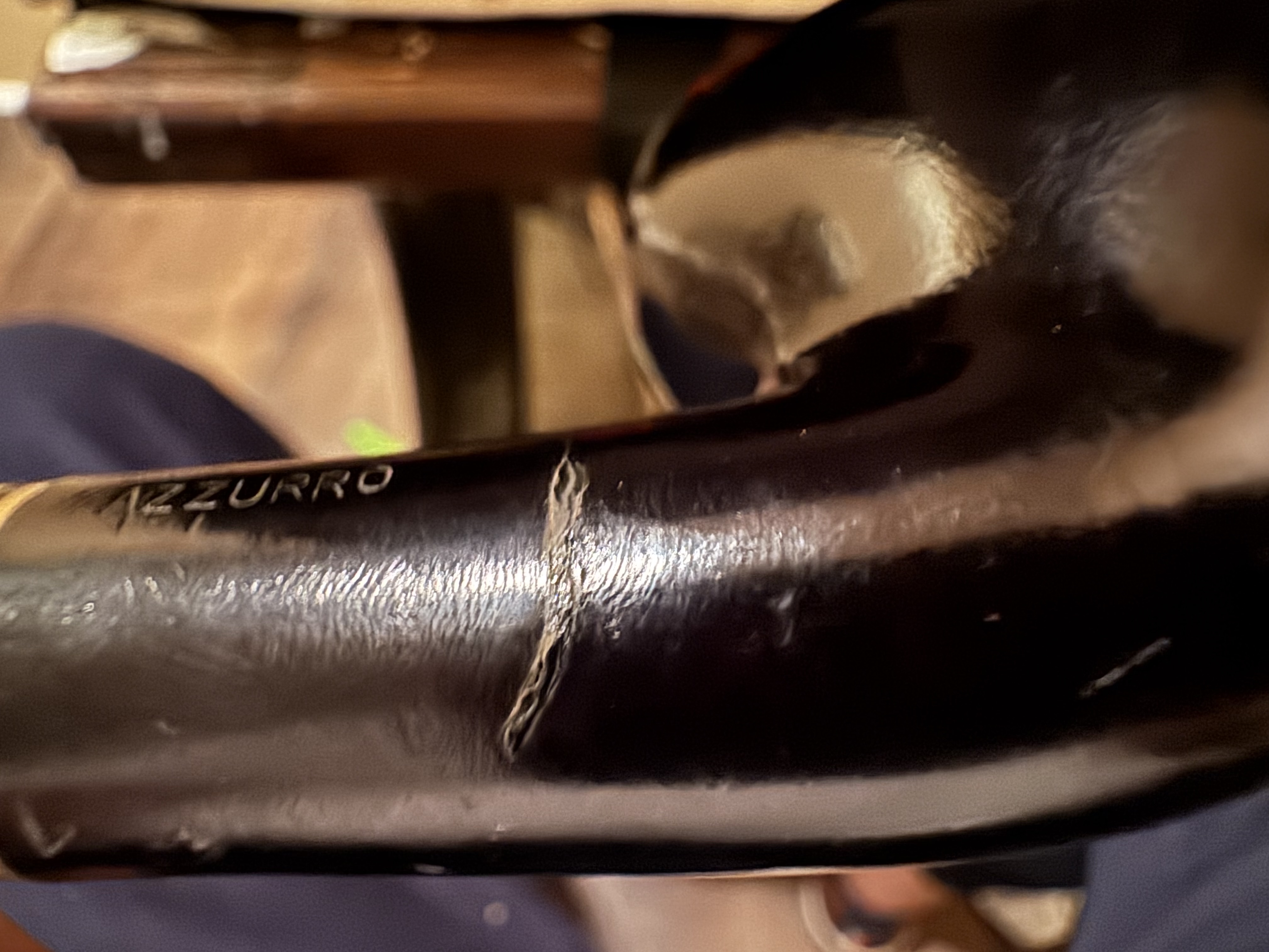 Silvano Azzorro Bent Billiard Smooth Black Briar Estate Pipe - Acrylic Saddle Stem, 9mm Filter, Fishtail 13