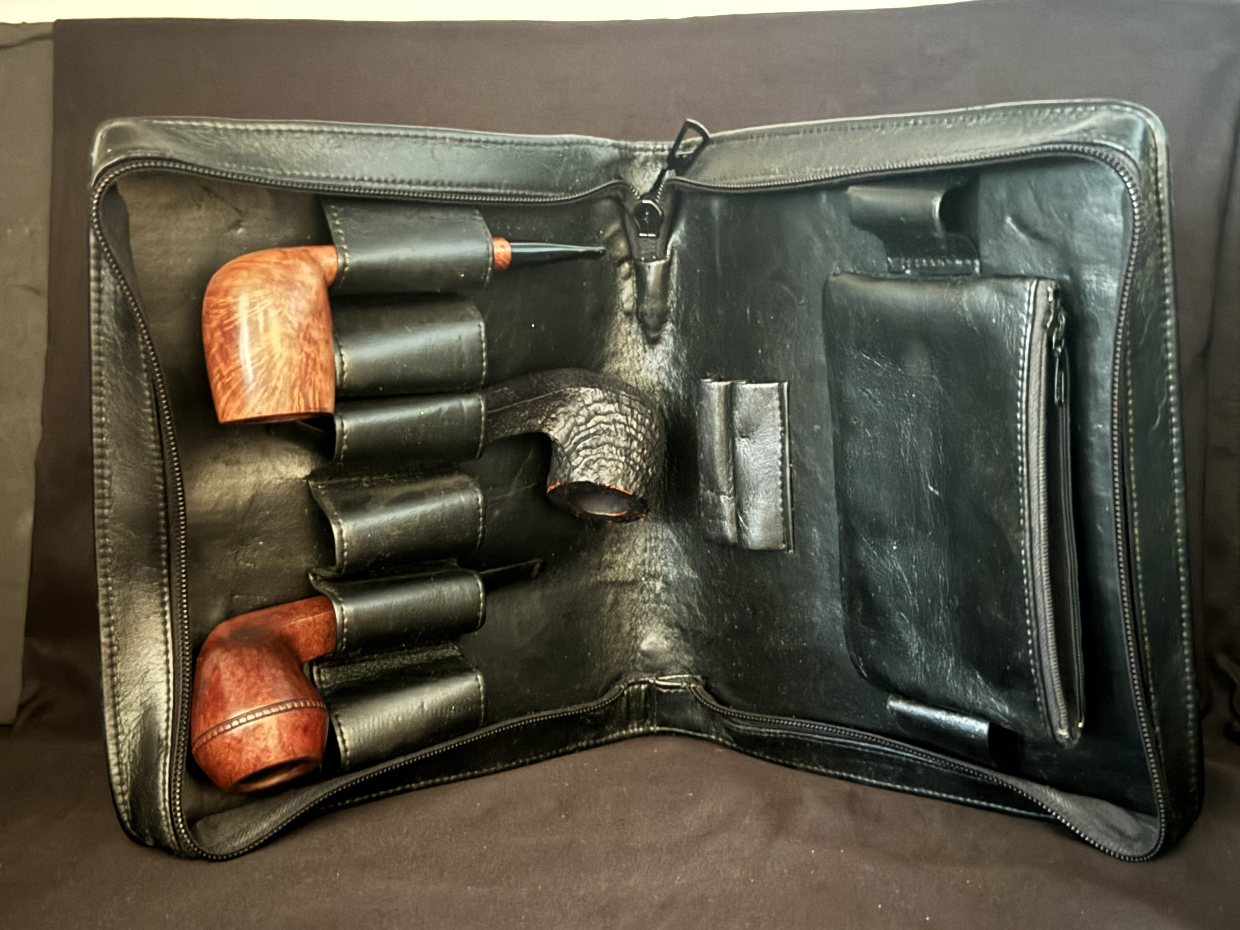 German Leather 6-Pipe Tobacco Accessory Case Pre Used Vintage