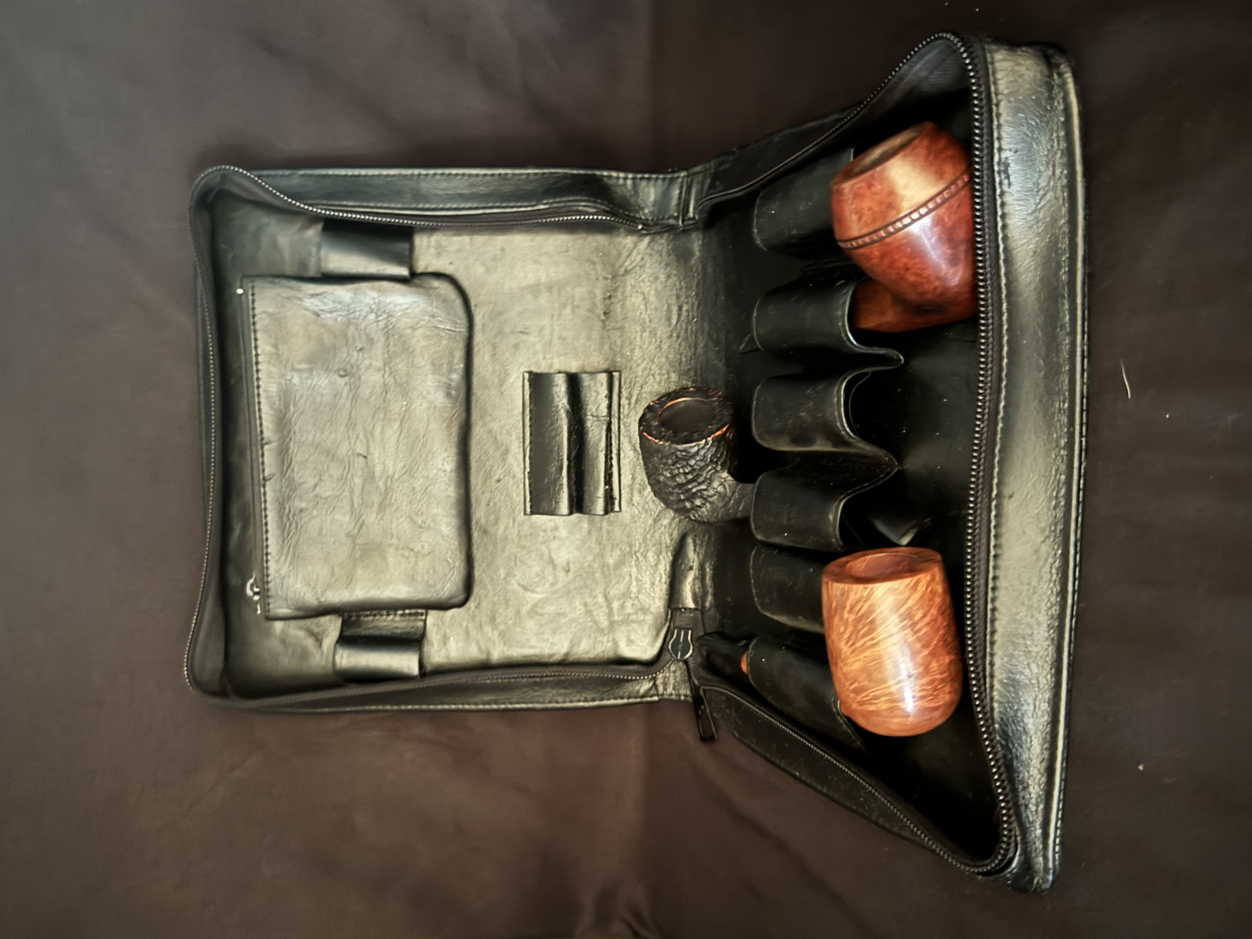 German Leather 6-Pipe Tobacco Accessory Case Pre Used Vintage 2
