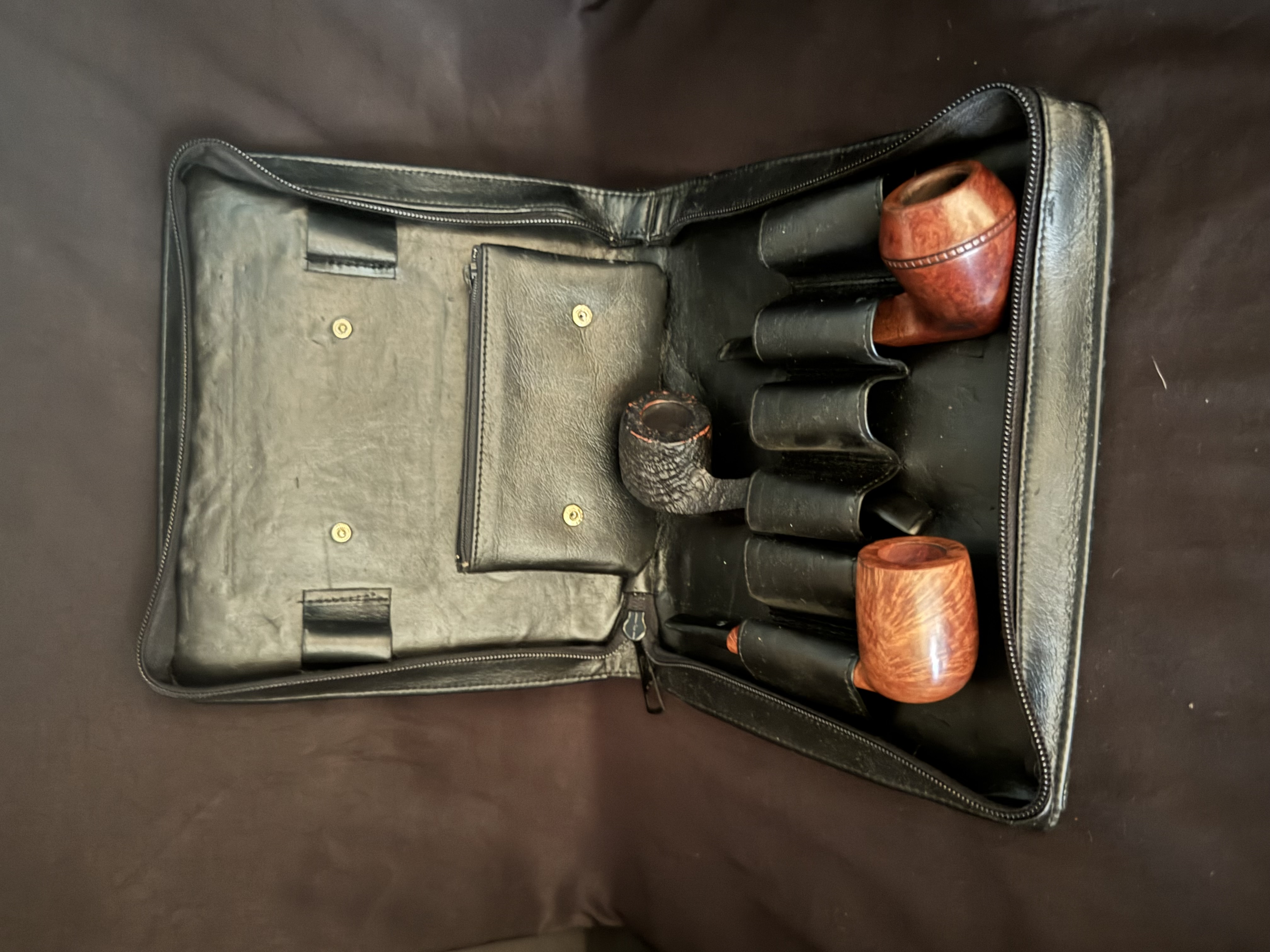 German Leather 6-Pipe Tobacco Accessory Case Pre Used Vintage 4