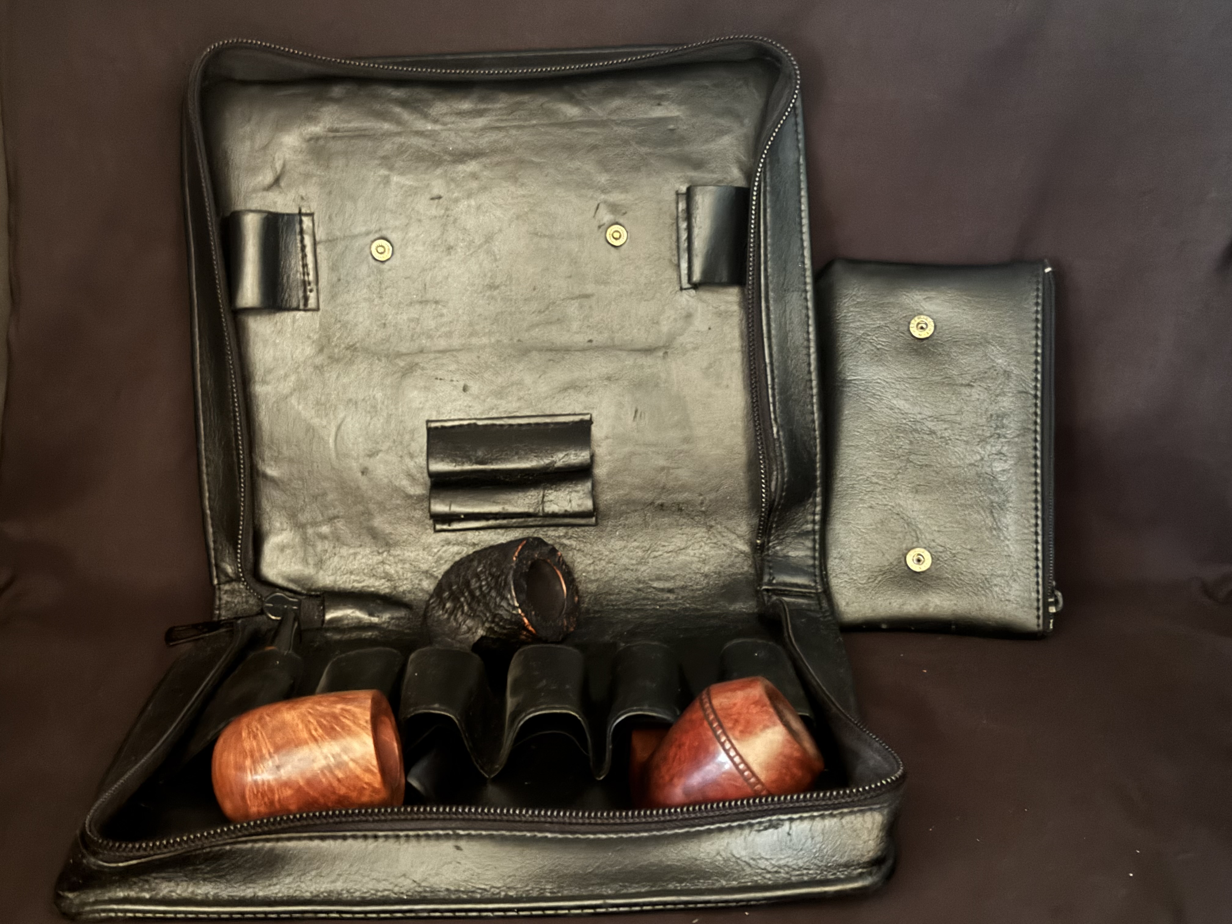 German Leather 6-Pipe Tobacco Accessory Case Pre Used Vintage 5