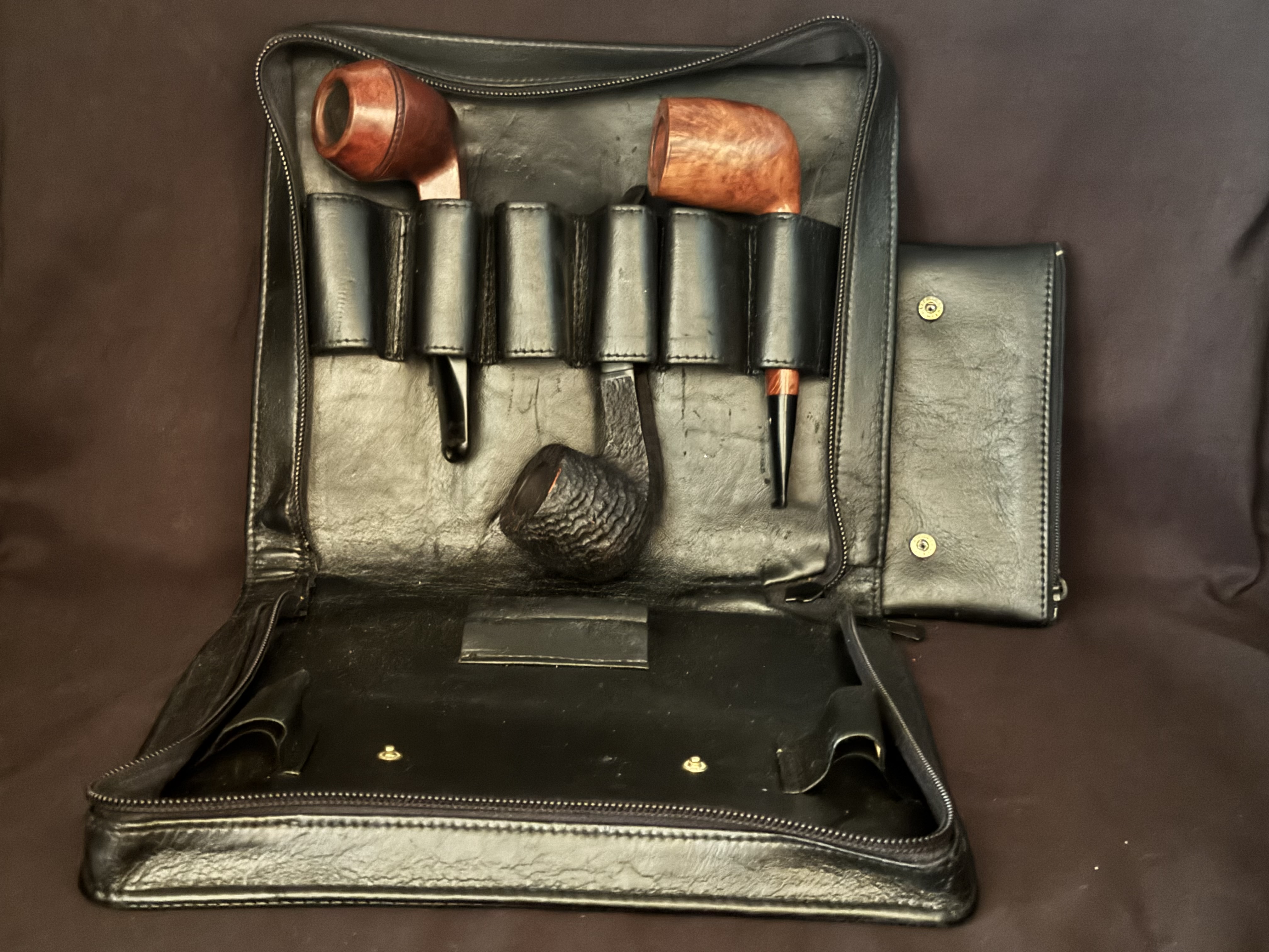 German Leather 6-Pipe Tobacco Accessory Case Pre Used Vintage 6