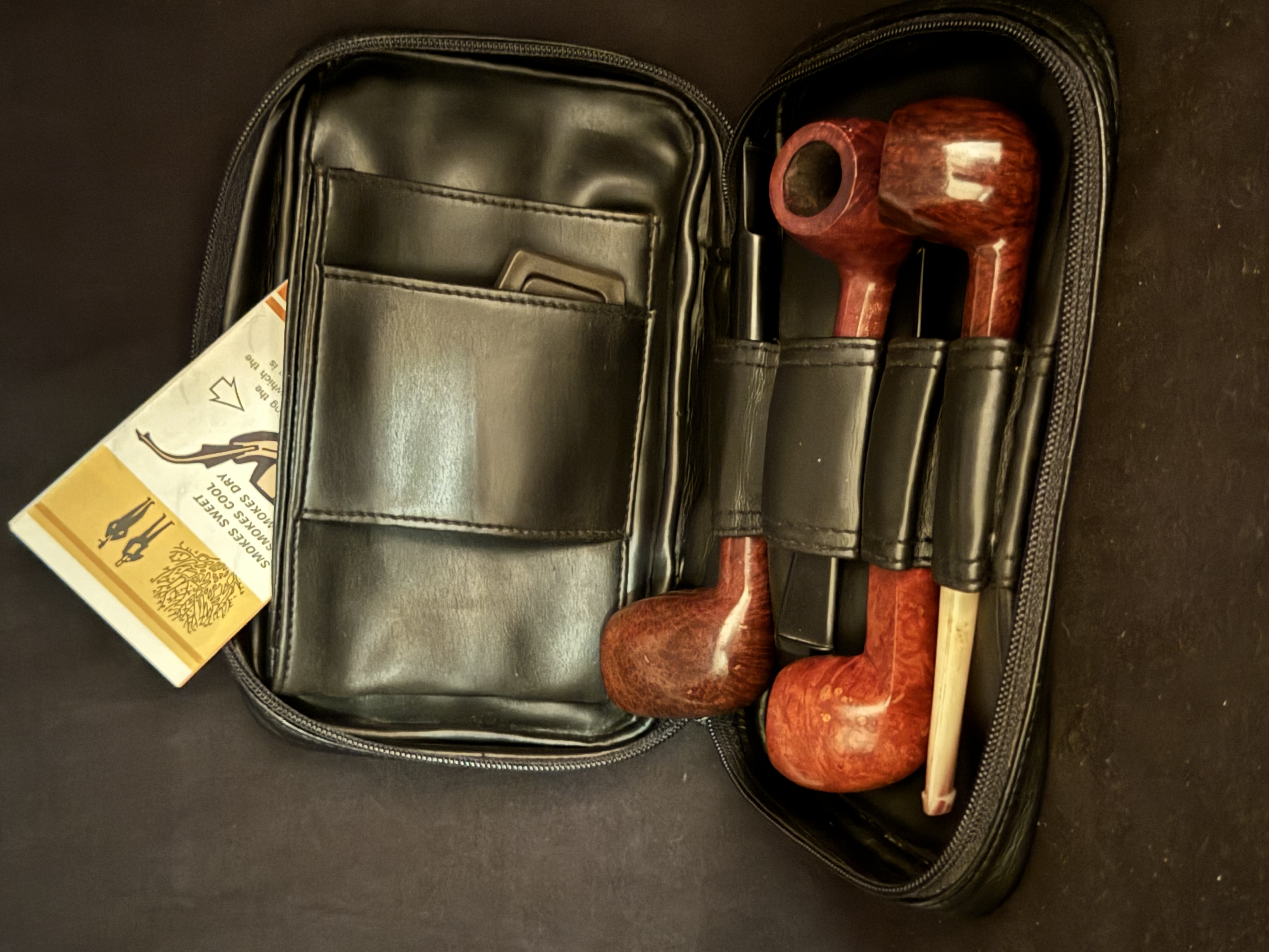 Black Leather 4-Pipe Accessory Case