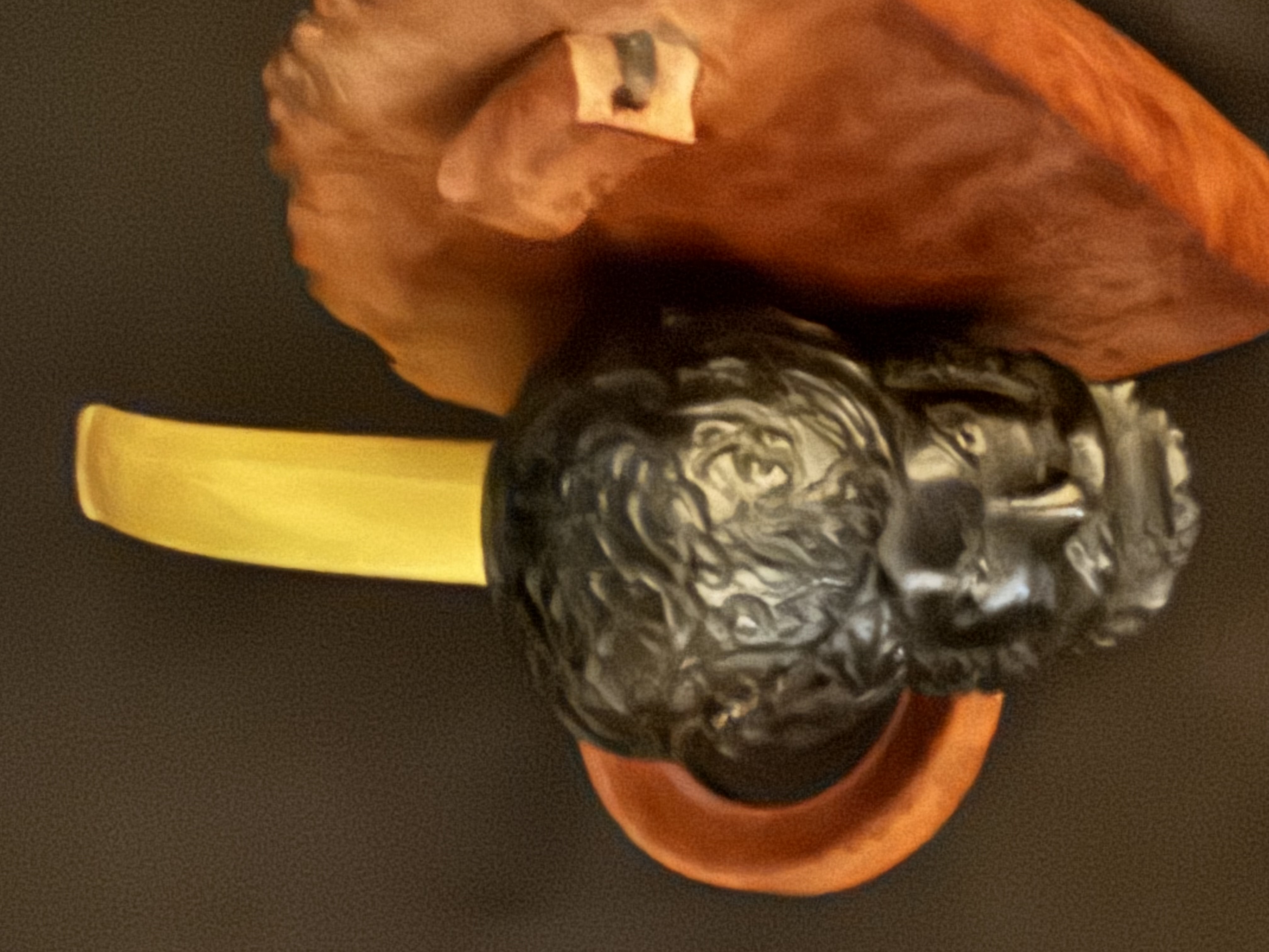 Black Meerschaum Sultan Face Pipe, Turkish Handmade, Carved Turban and Beard, Amber Color Bakelite Stem, Unsmoked 9