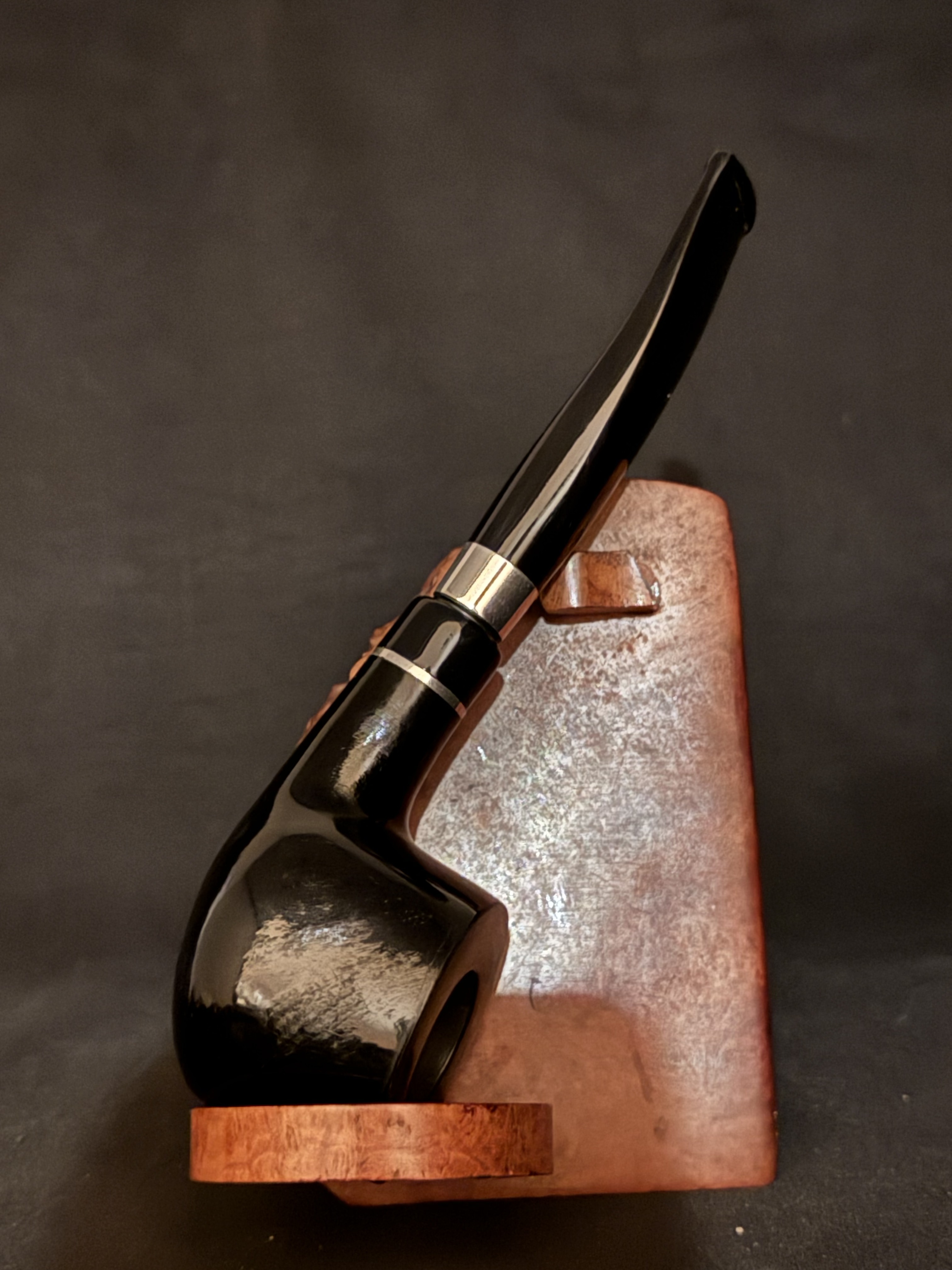 Molina Black Smooth Pot Pipe, Army Mount, Acrylic Fishtail Stem, Made in Italy 3