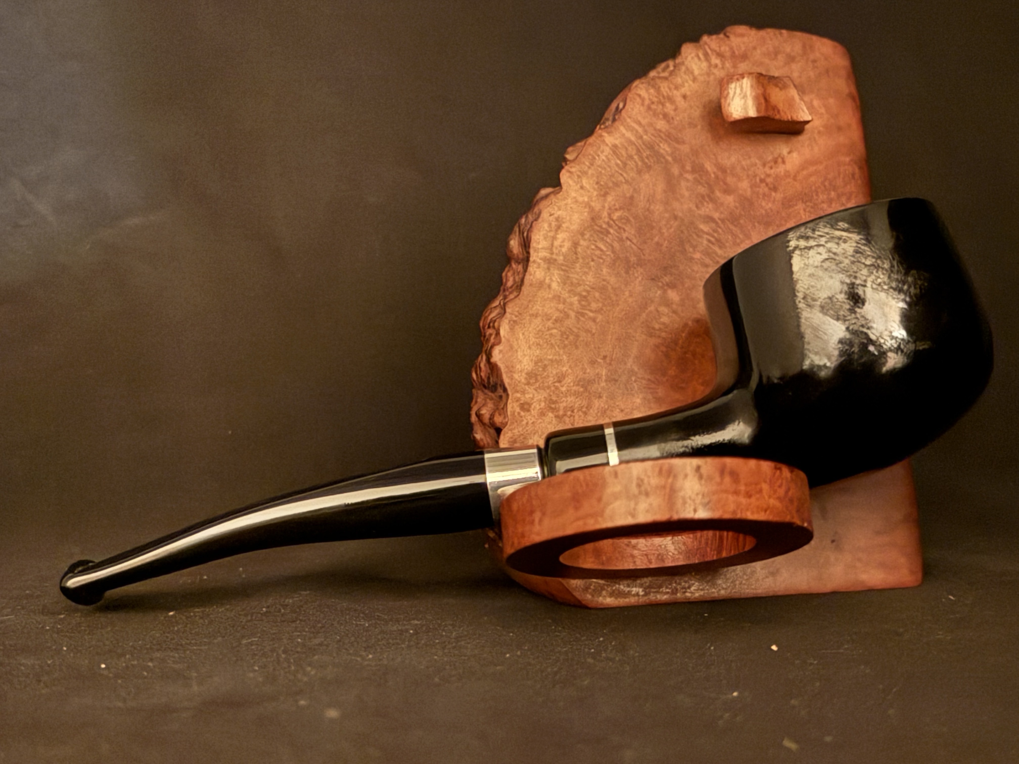 Molina Black Smooth Pot Pipe, Army Mount, Acrylic Fishtail Stem, Made in Italy 5