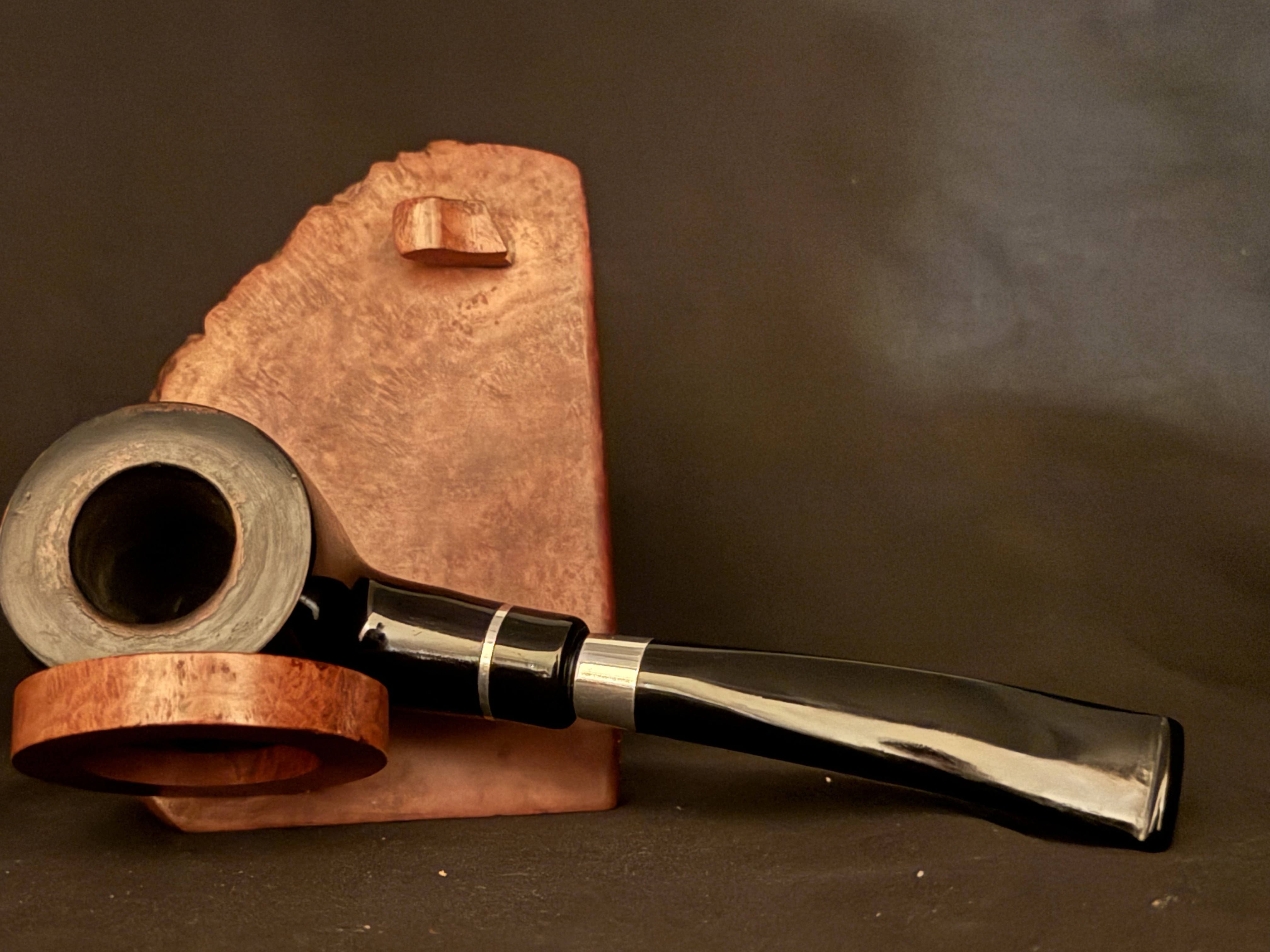 Molina Black Smooth Pot Pipe, Army Mount, Acrylic Fishtail Stem, Made in Italy 6