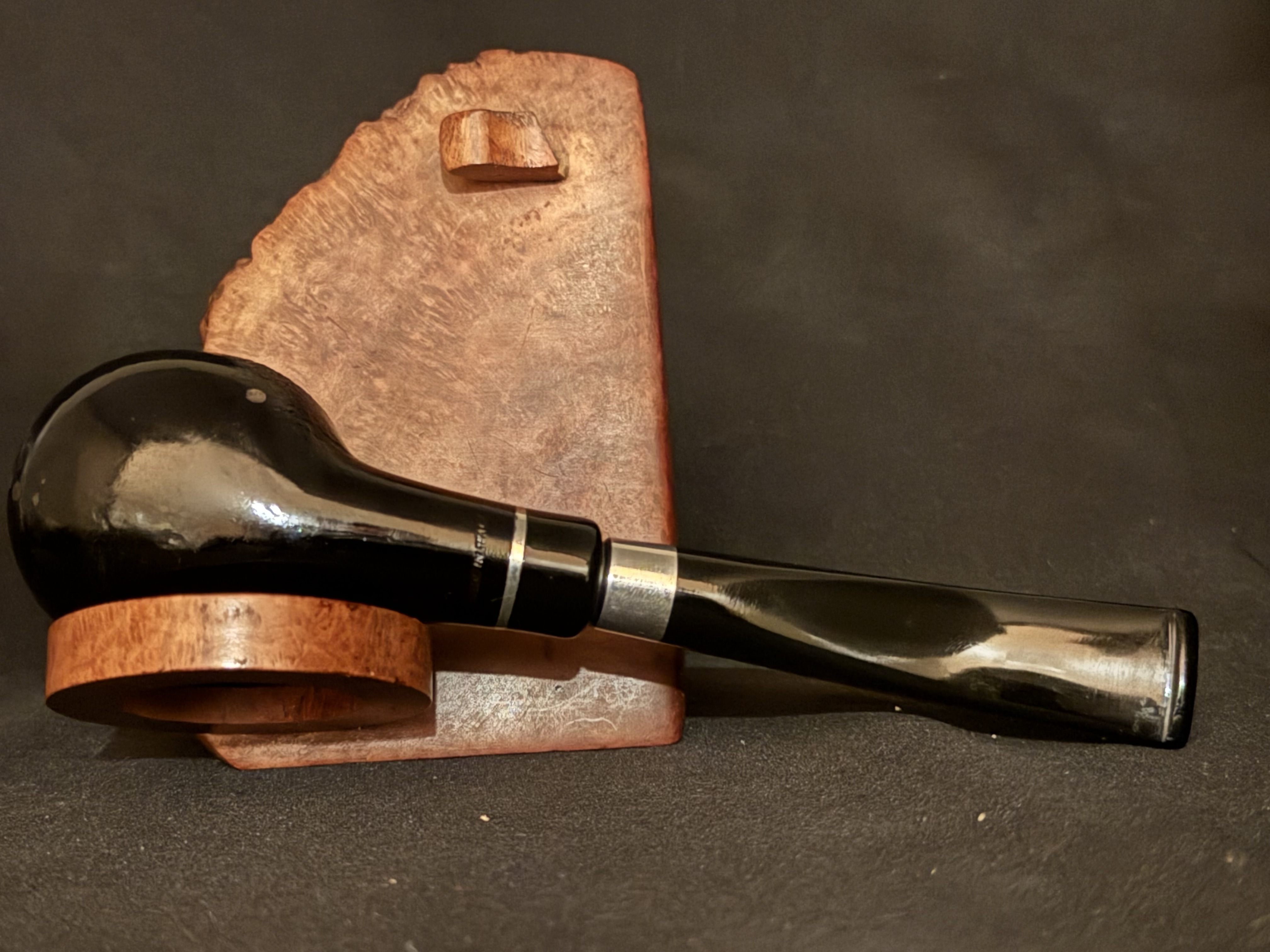 Molina Black Smooth Pot Pipe, Army Mount, Acrylic Fishtail Stem, Made in Italy 7