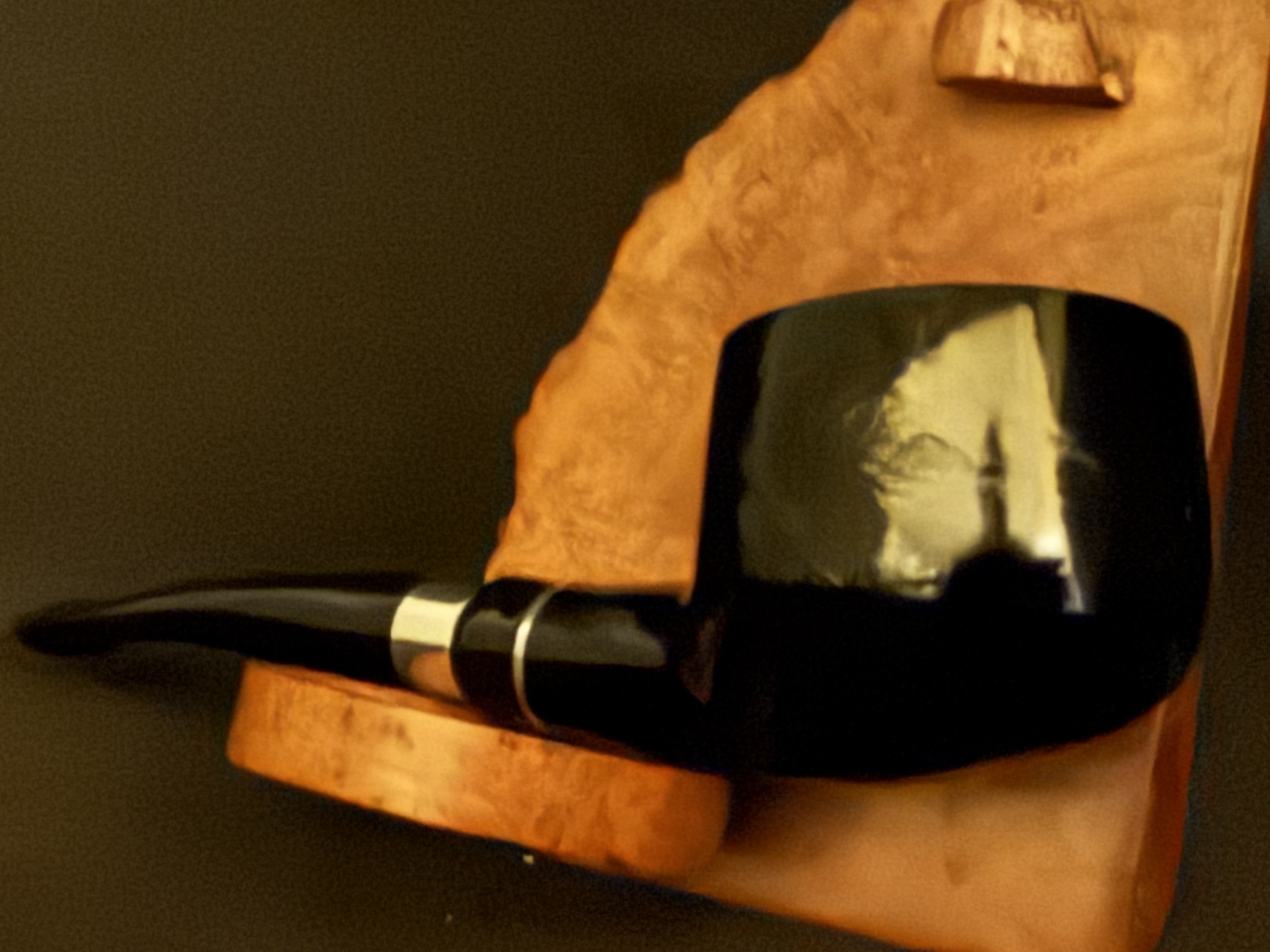 Molina Black Smooth Pot Pipe, Army Mount, Acrylic Fishtail Stem, Made in Italy 8
