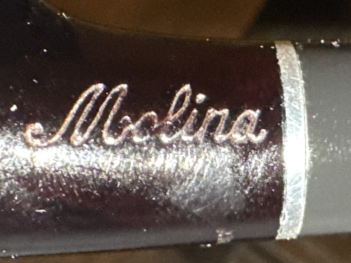Molina Black Smooth Pot Pipe, Army Mount, Acrylic Fishtail Stem, Made in Italy 12