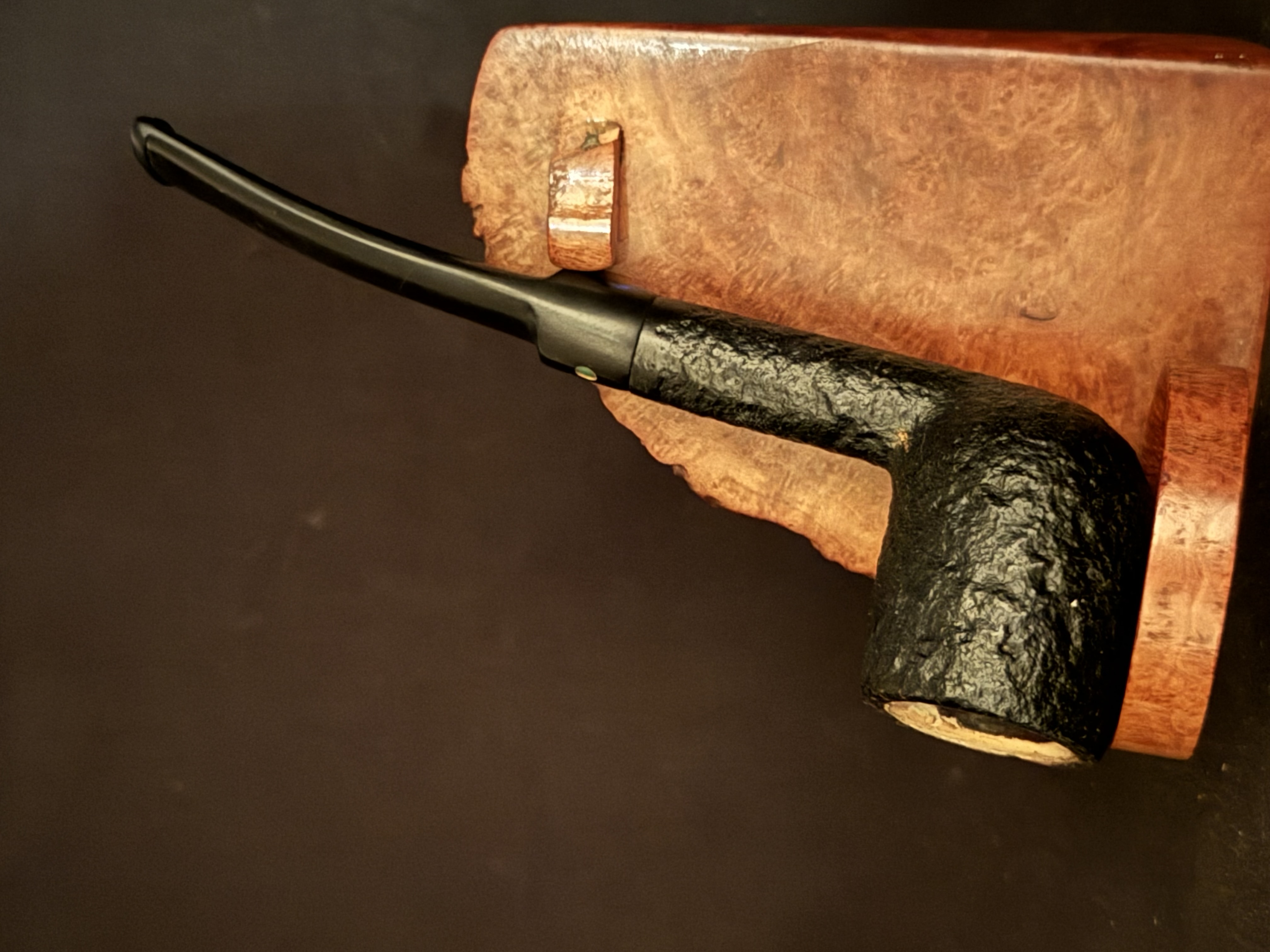 NORMAN SAND Sandblast Straight Billiard Meerschaum Insert Unsmoked Estate Pipe