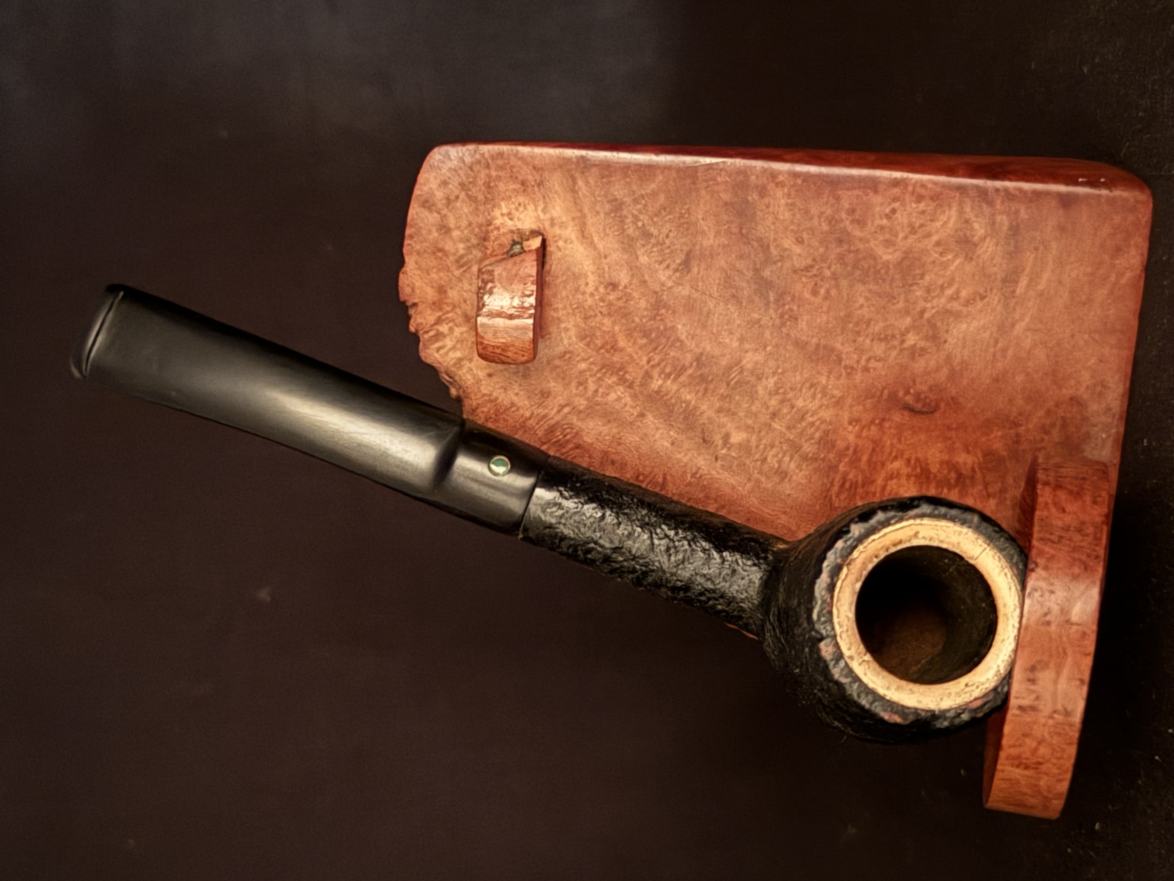 NORMAN SAND Sandblast Straight Billiard Meerschaum Insert Unsmoked Estate Pipe 2
