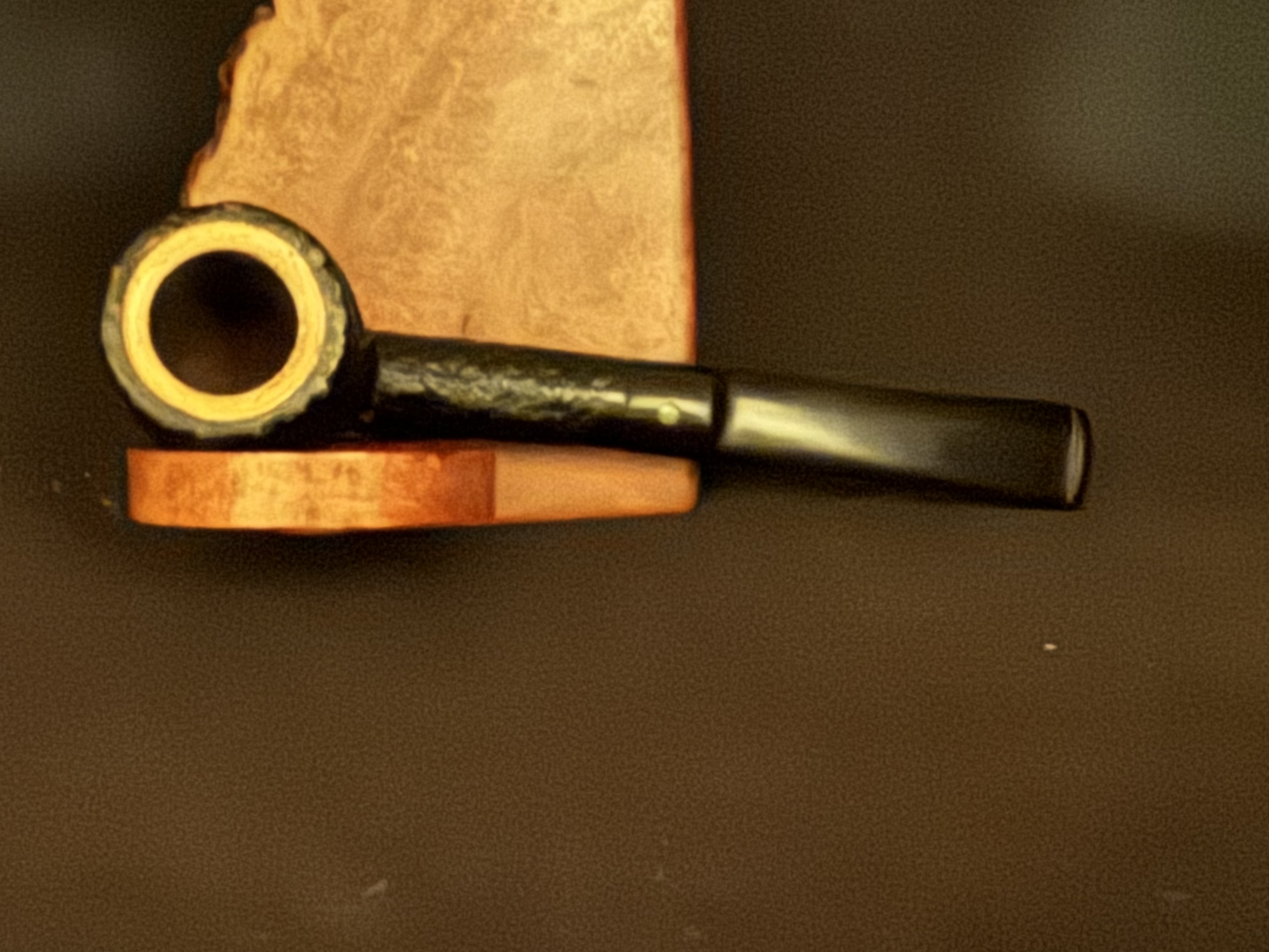 NORMAN SAND Sandblast Straight Billiard Meerschaum Insert Unsmoked Estate Pipe 5
