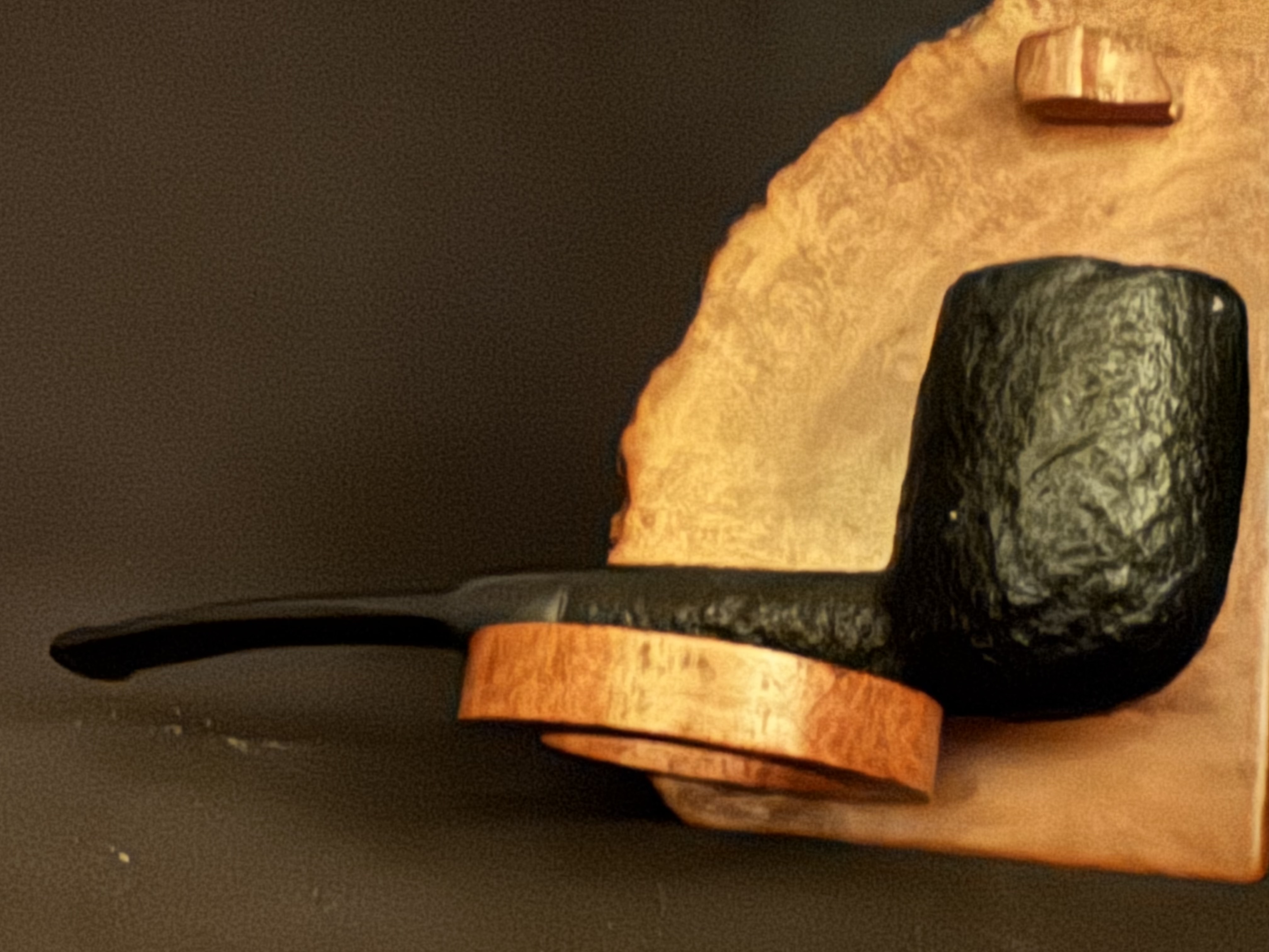 NORMAN SAND Sandblast Straight Billiard Meerschaum Insert Unsmoked Estate Pipe 7