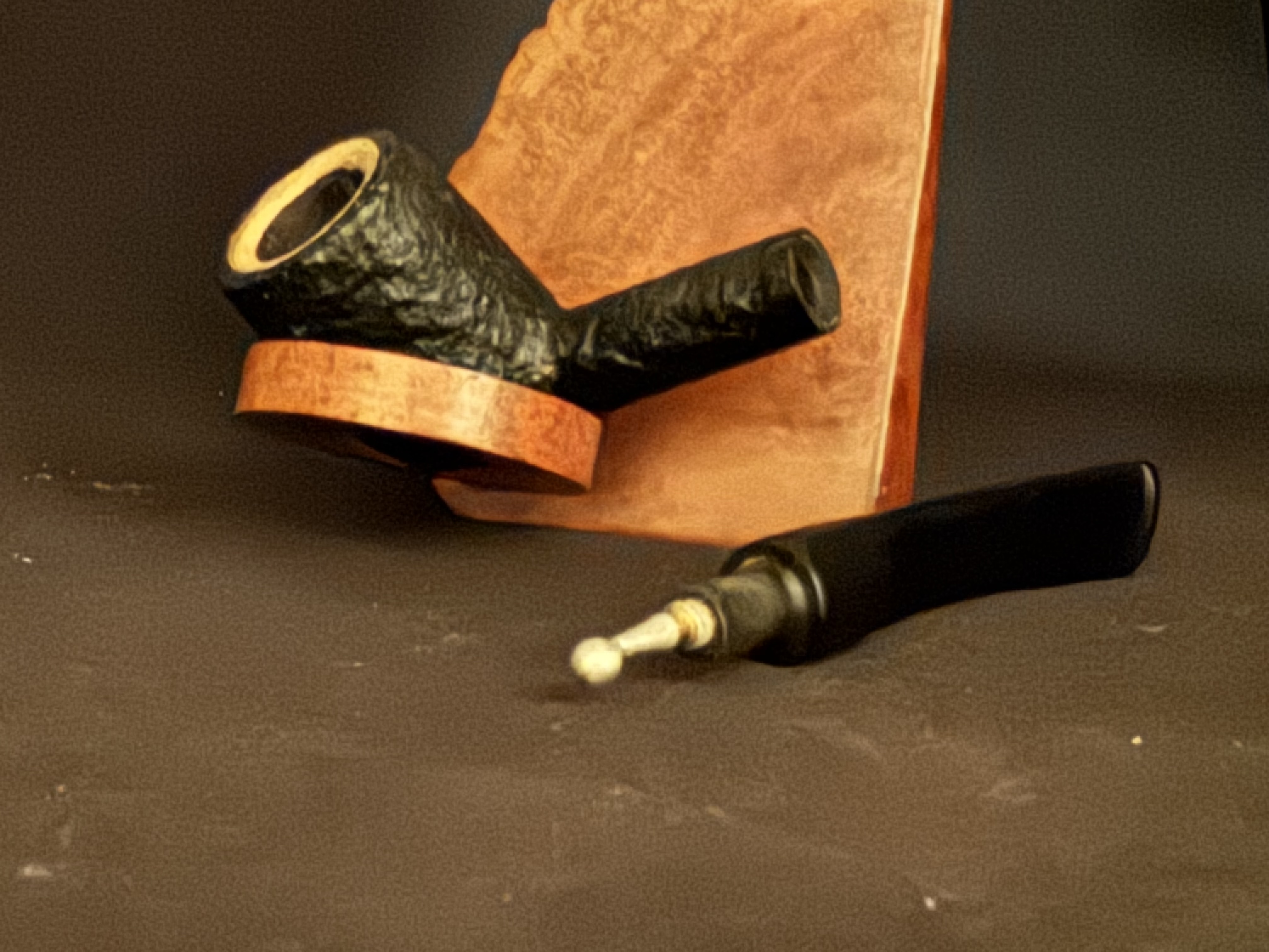 NORMAN SAND Sandblast Straight Billiard Meerschaum Insert Unsmoked Estate Pipe 9