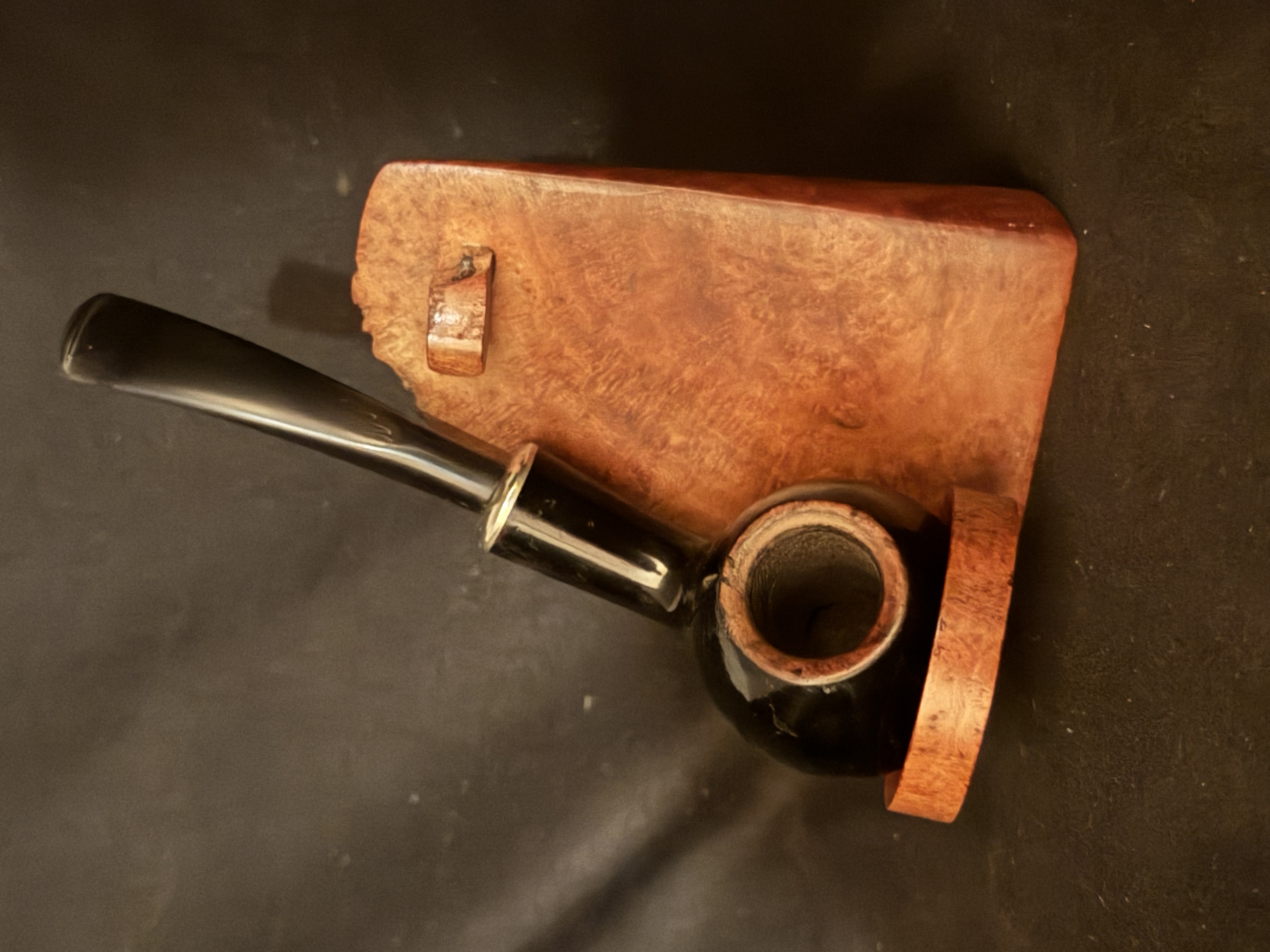 Erik Nording 491 Handmade Denmark Ebony Smooth Bent Apple Army Mount Pipe 2
