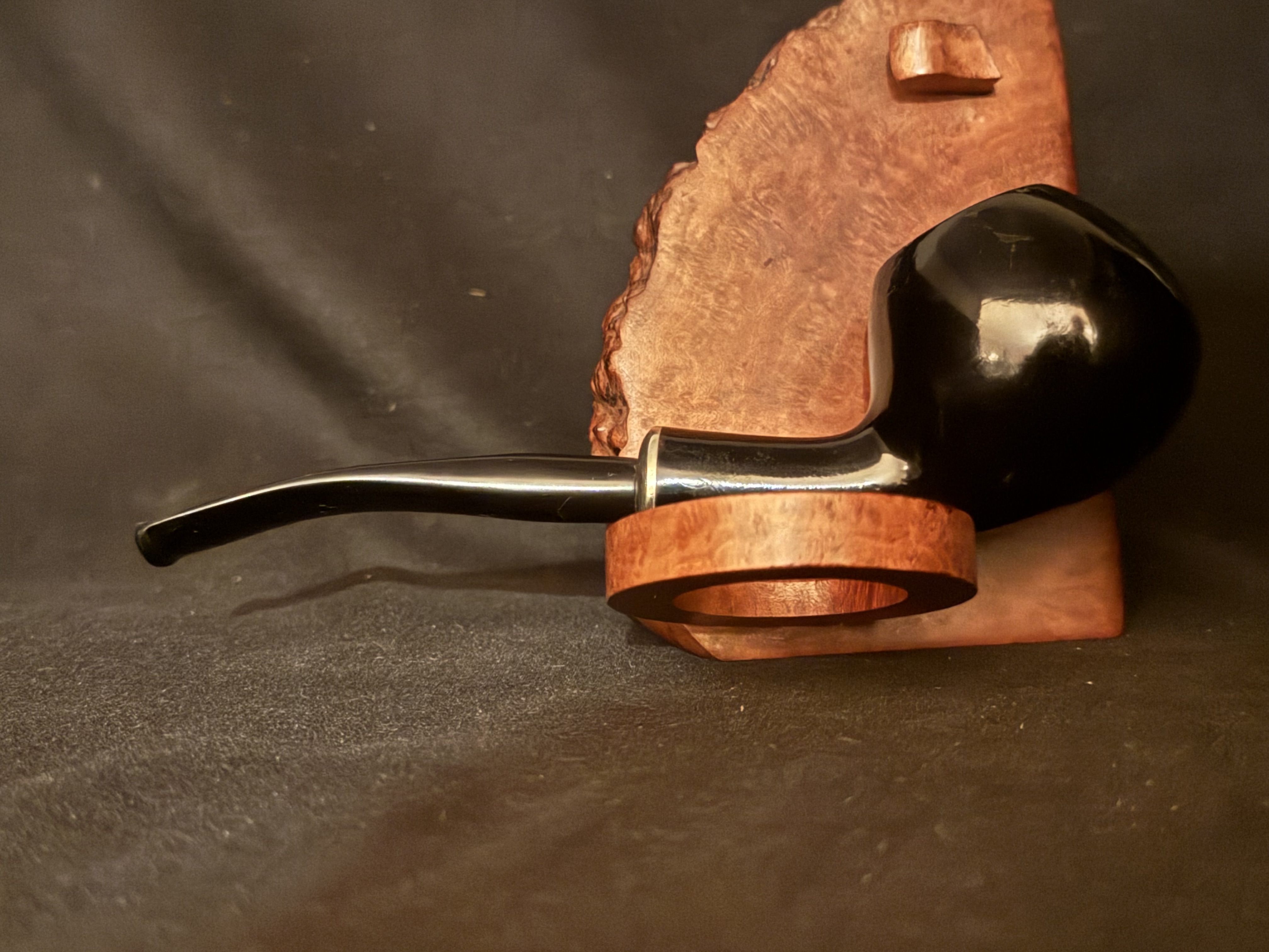 Erik Nording 491 Handmade Denmark Ebony Smooth Bent Apple Army Mount Pipe 5