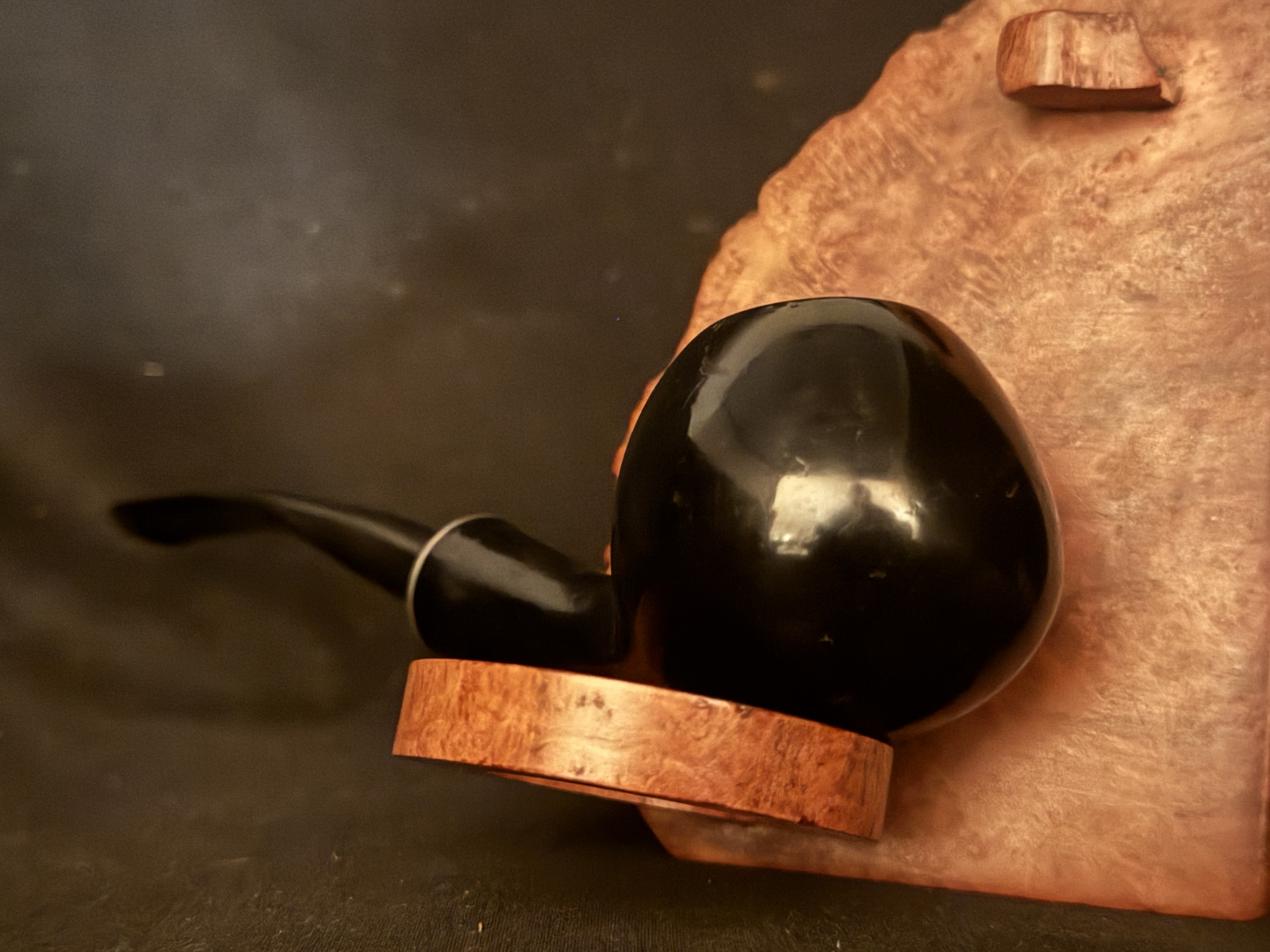 Erik Nording 491 Handmade Denmark Ebony Smooth Bent Apple Army Mount Pipe 8