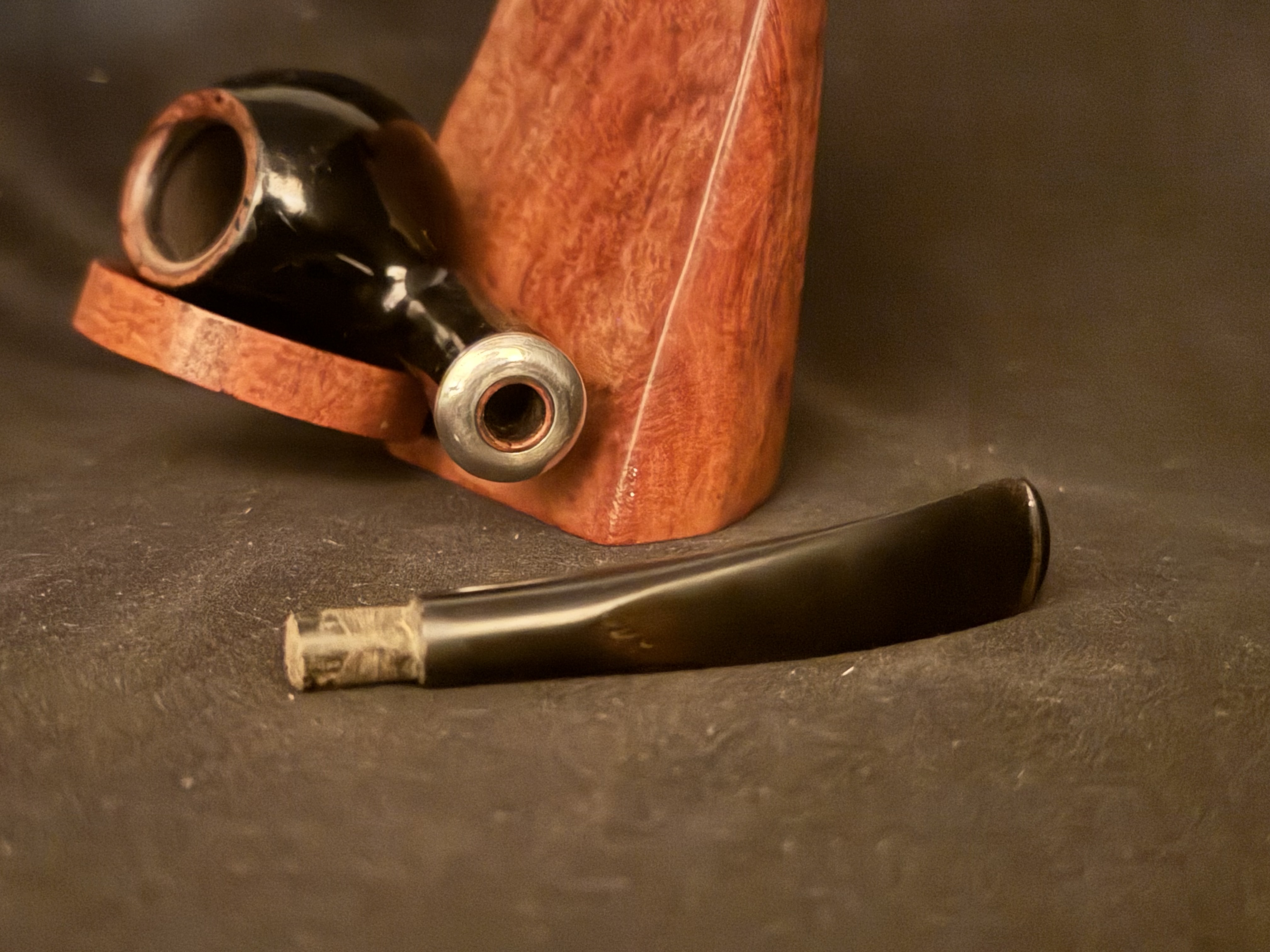 Erik Nording 491 Handmade Denmark Ebony Smooth Bent Apple Army Mount Pipe 10