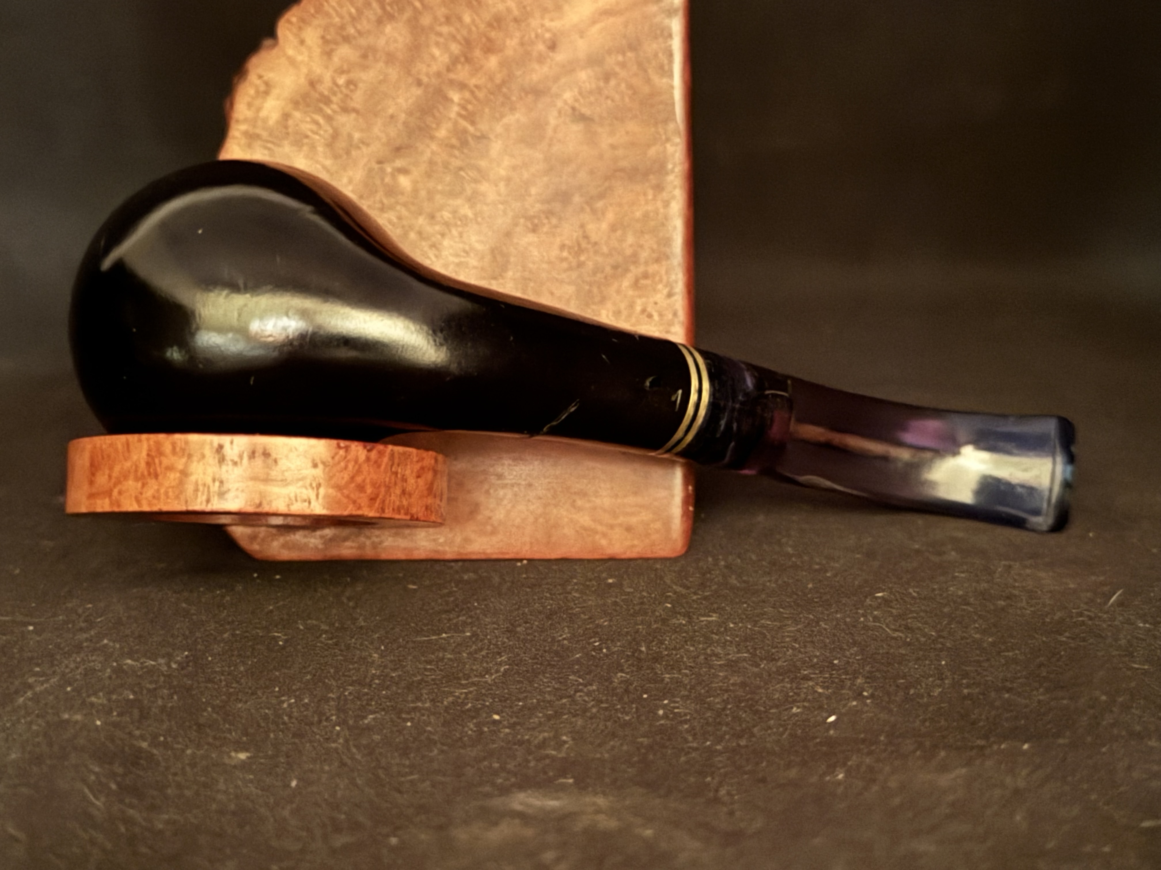 Silvano Azzorro Bent Billiard Smooth Dark Briar Estate Pipe - Acrylic Saddle Stem, 9mm Filter, Fishtail Bit 7
