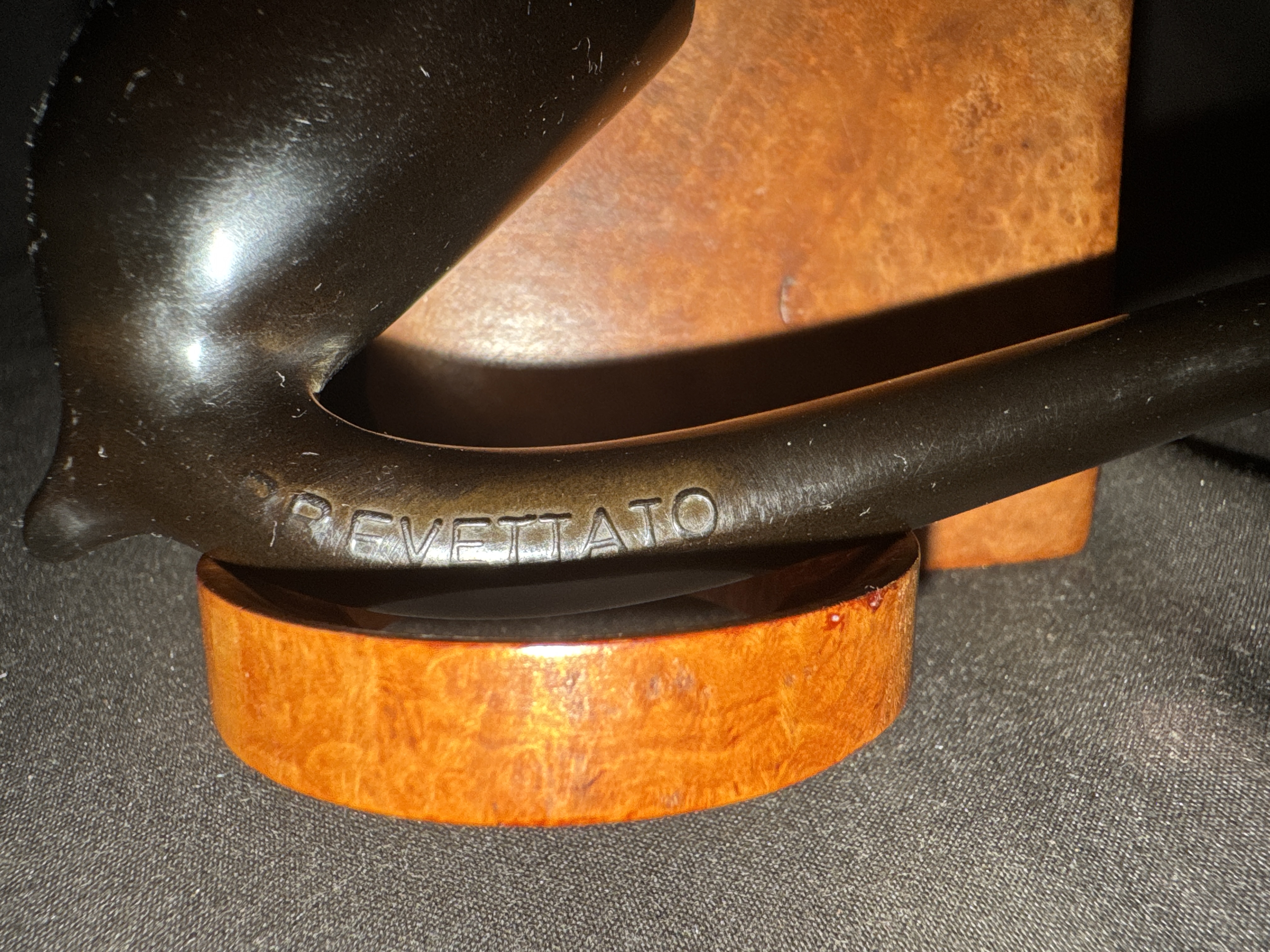 Brebbia Italy Brevettato Churchwarden - One-Piece Ebonite Vulcanite Estate Pipe, Meerschaum-Lined Bowl, 12.5in
