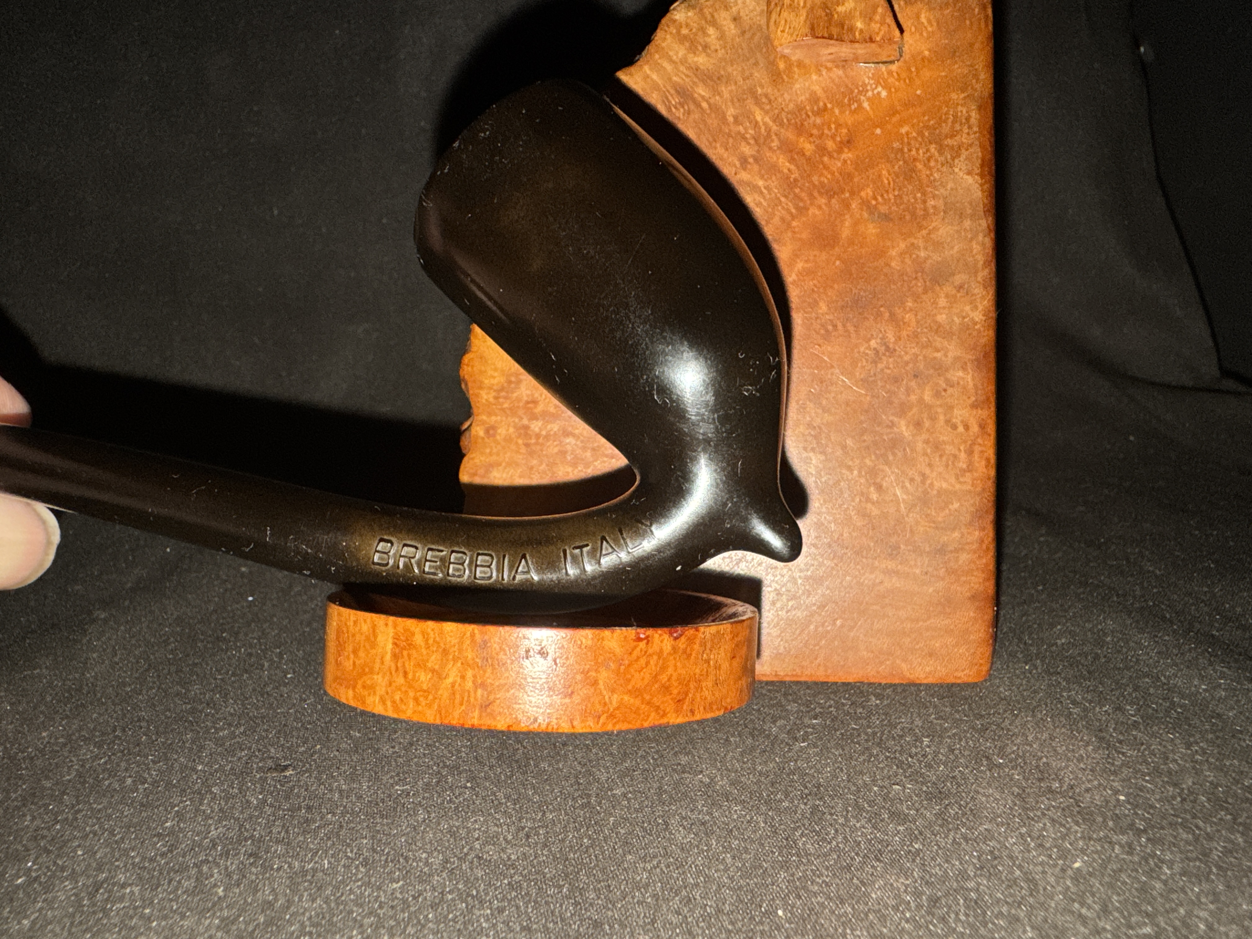 Brebbia Italy Brevettato Churchwarden - One-Piece Ebonite Vulcanite Estate Pipe, Meerschaum-Lined Bowl, 12.5in 2