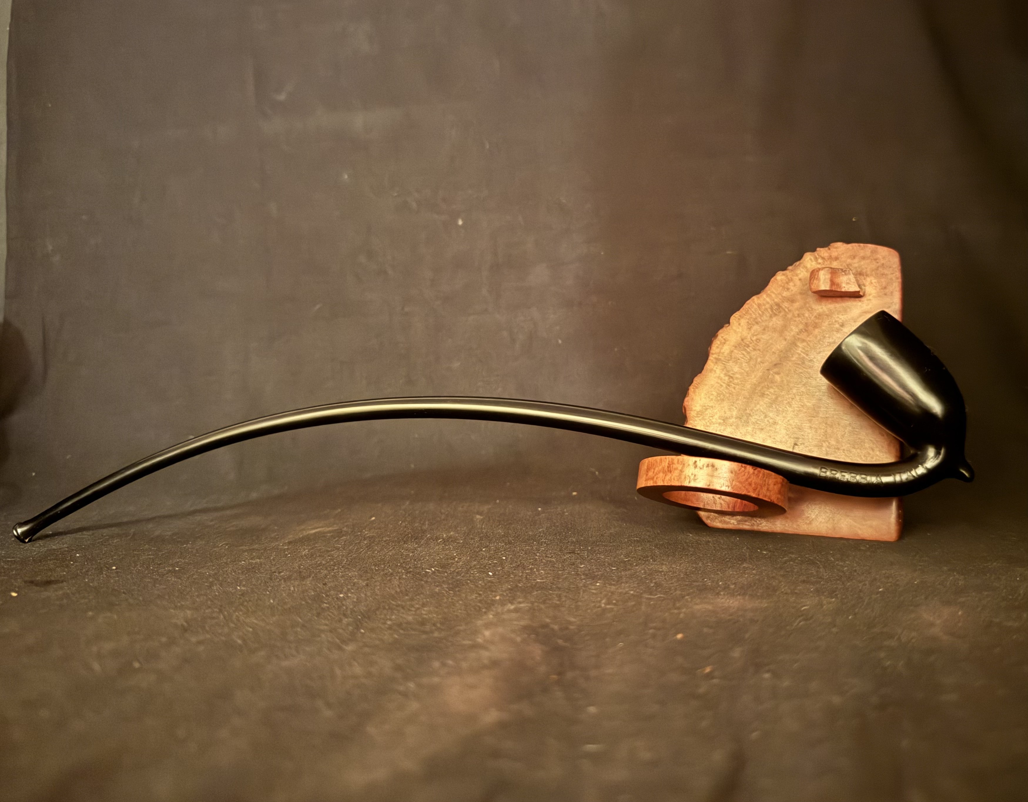 Brebbia Italy Brevettato Churchwarden - One-Piece Ebonite Vulcanite Estate Pipe, Meerschaum-Lined Bowl, 12.5in 7