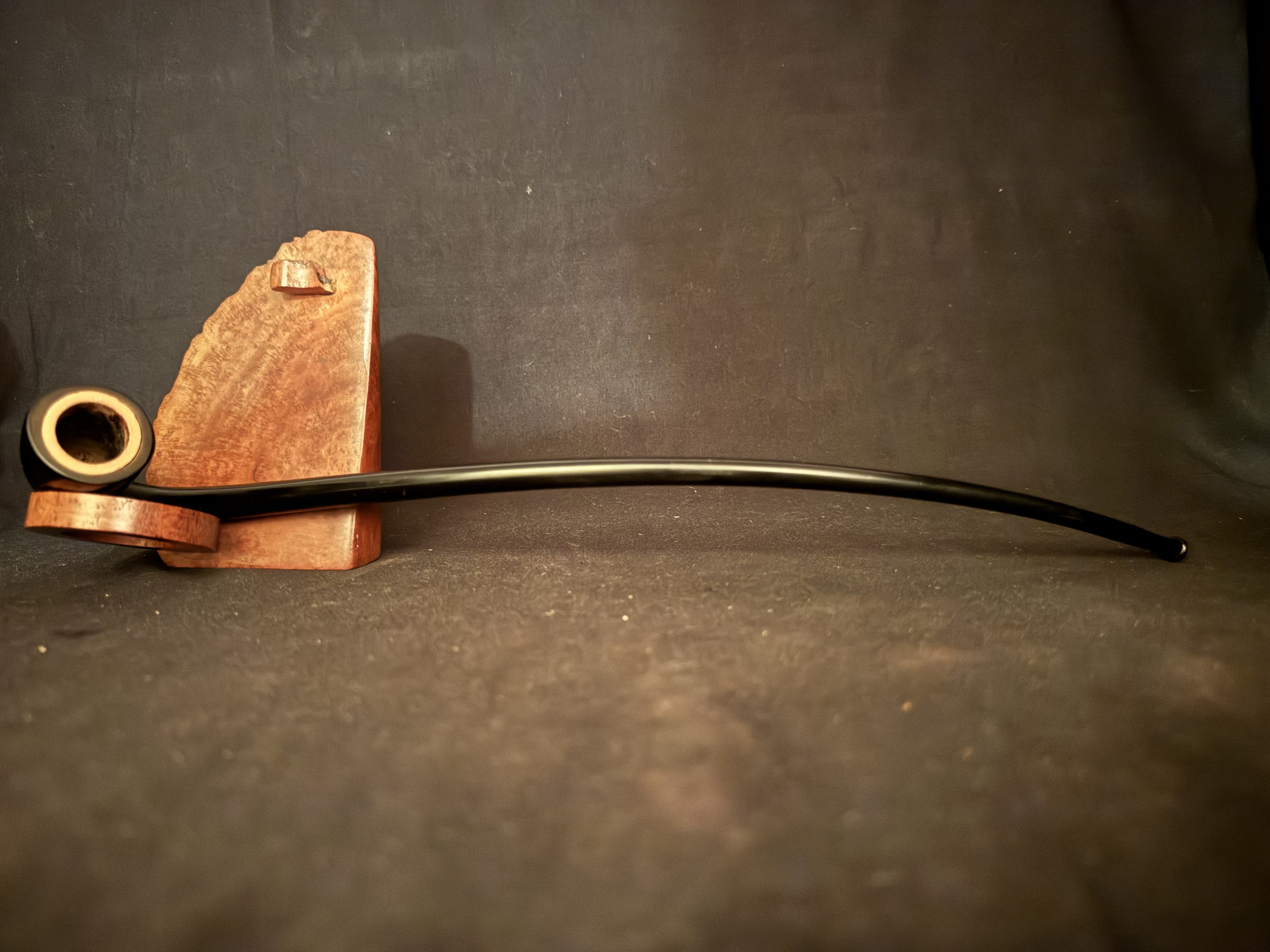 Brebbia Italy Brevettato Churchwarden - One-Piece Ebonite Vulcanite Estate Pipe, Meerschaum-Lined Bowl, 12.5in 8