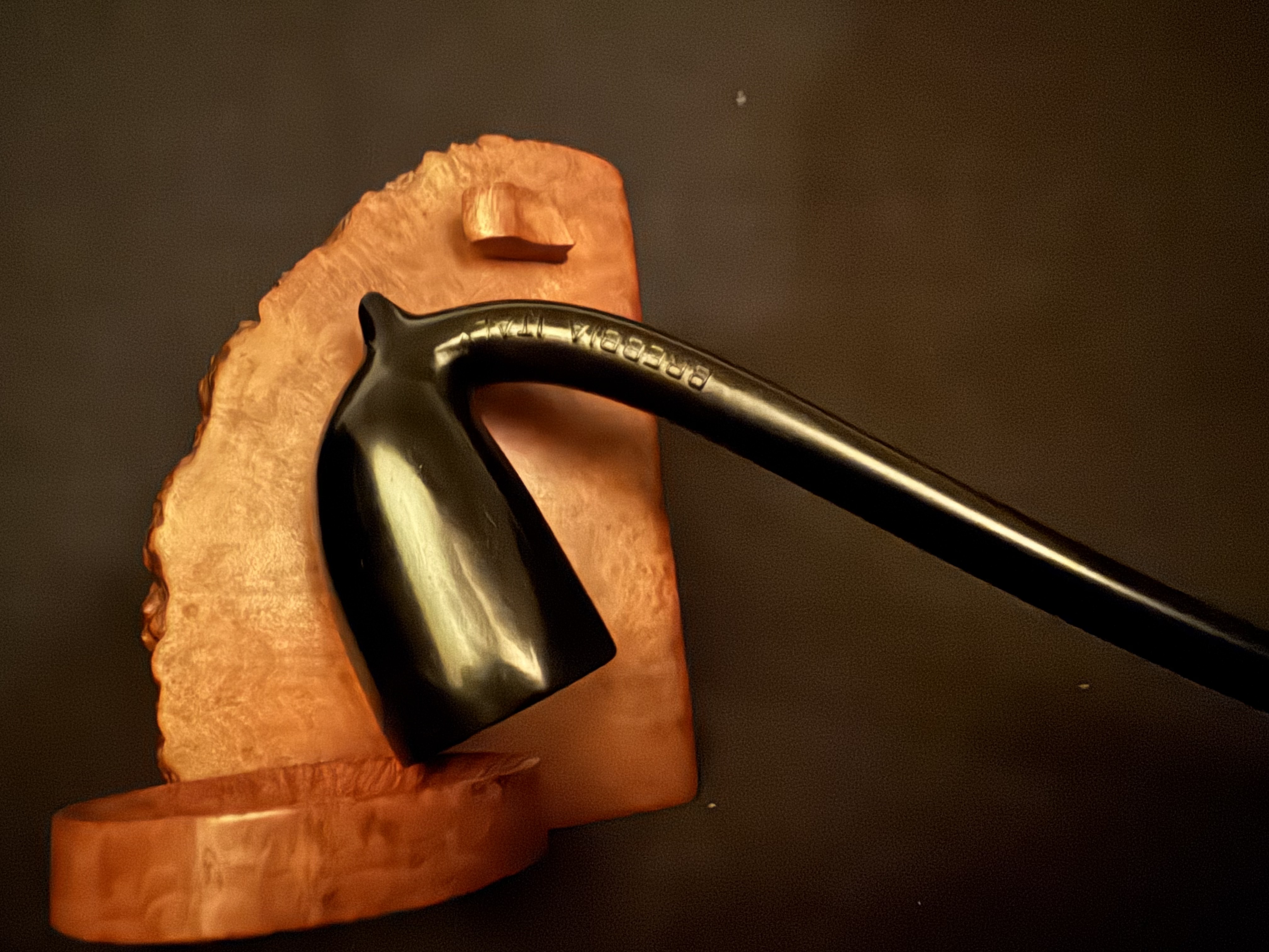 Brebbia Italy Brevettato Churchwarden - One-Piece Ebonite Vulcanite Estate Pipe, Meerschaum-Lined Bowl, 12.5in 11