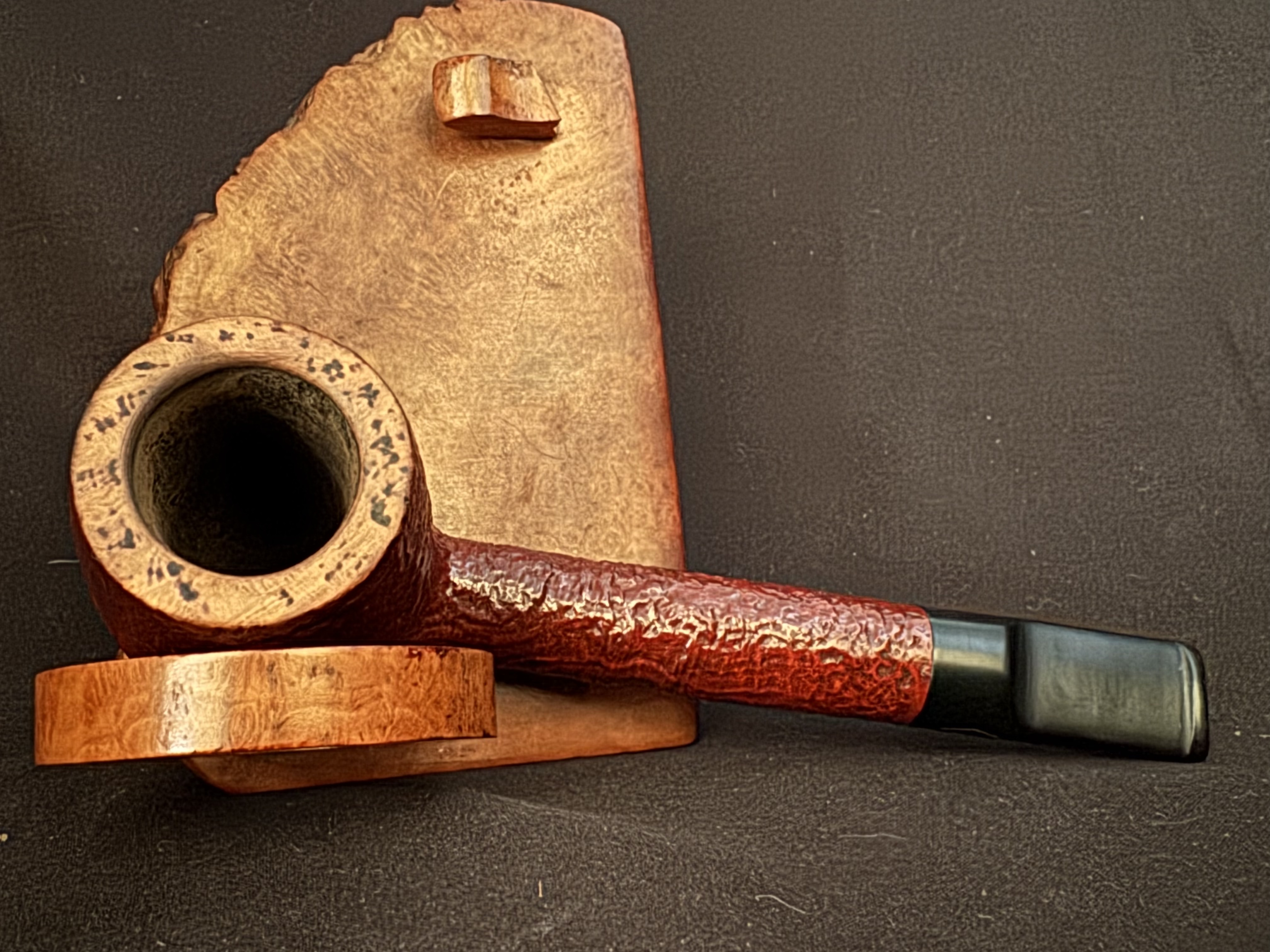 Brebbia Junior 773 Red Sandblast Lovat Pipe, Acrylic Saddle Stem, Bag + Pouch 5