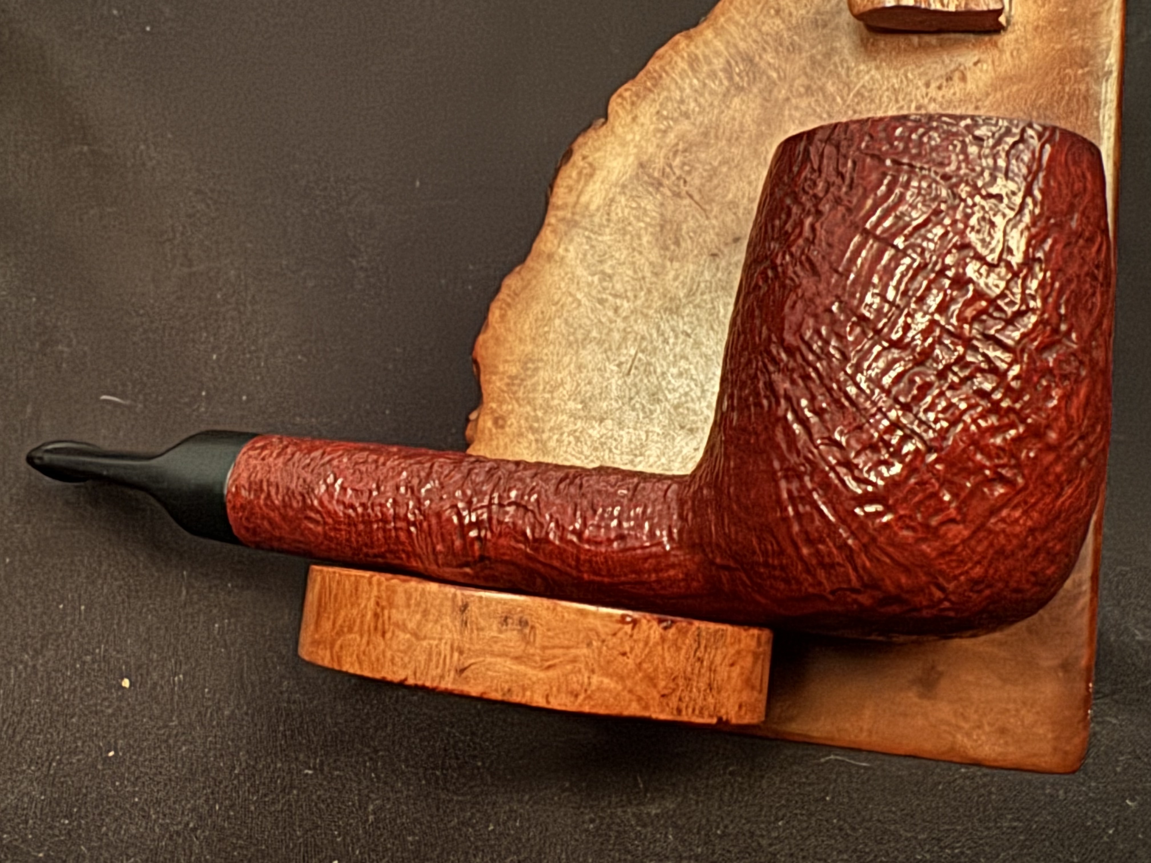 Brebbia Junior 773 Red Sandblast Lovat Pipe, Acrylic Saddle Stem, Bag + Pouch 7