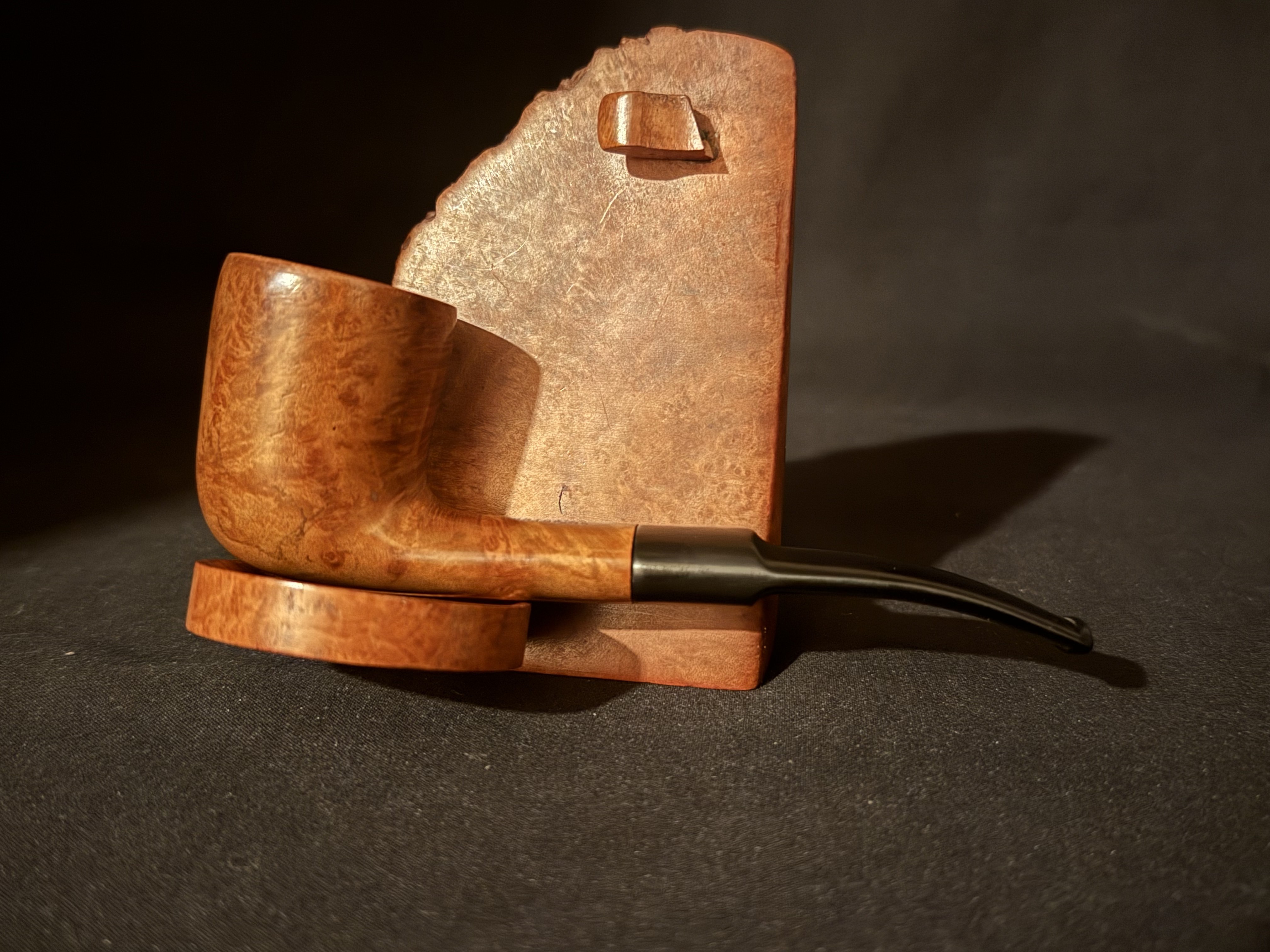 Brebbia Portofino Bent Billiard Smooth Briar Estate Pipe, Vulcanite Stem 3