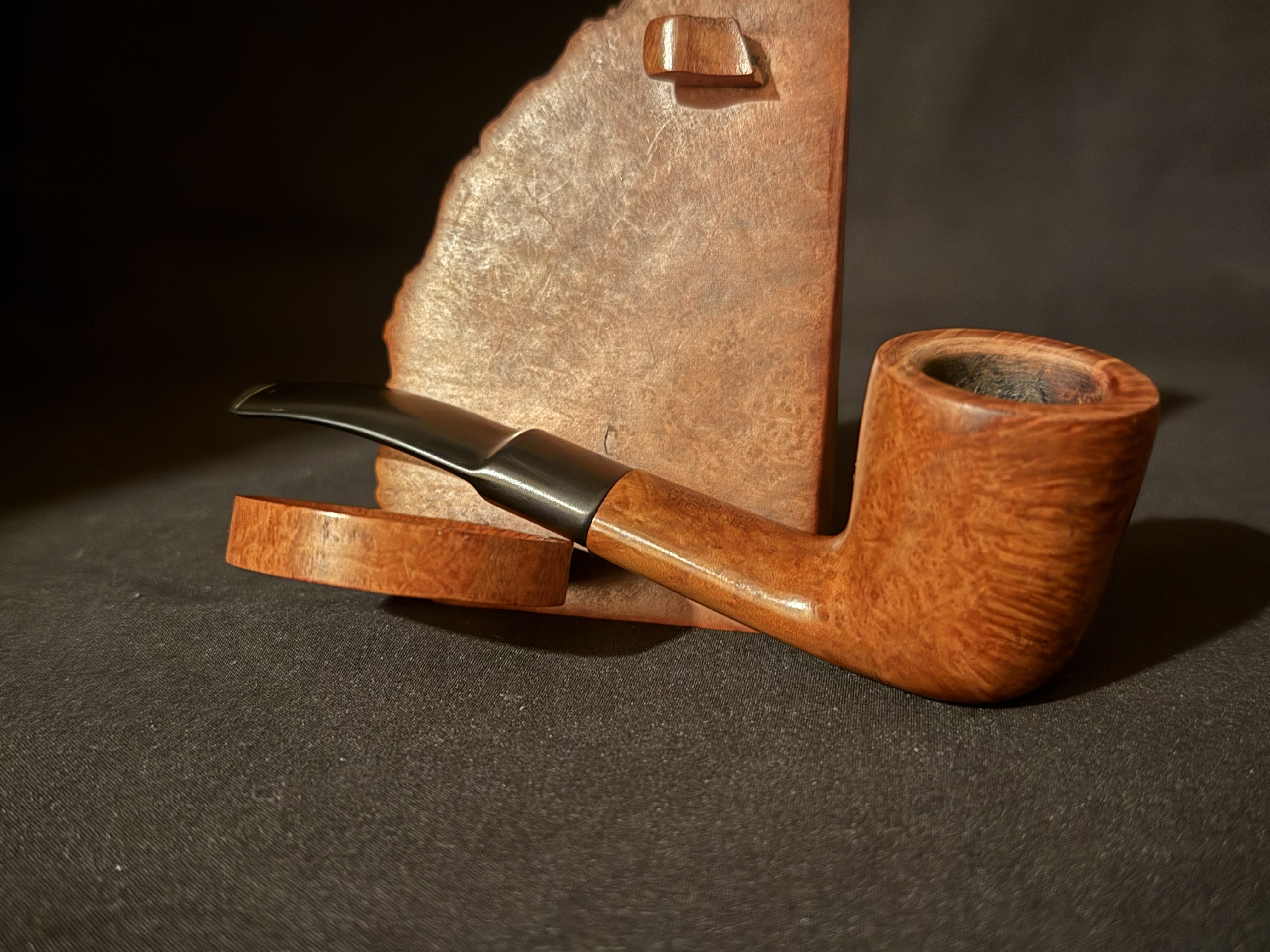 Brebbia Portofino Bent Billiard Smooth Briar Estate Pipe, Vulcanite Stem 4