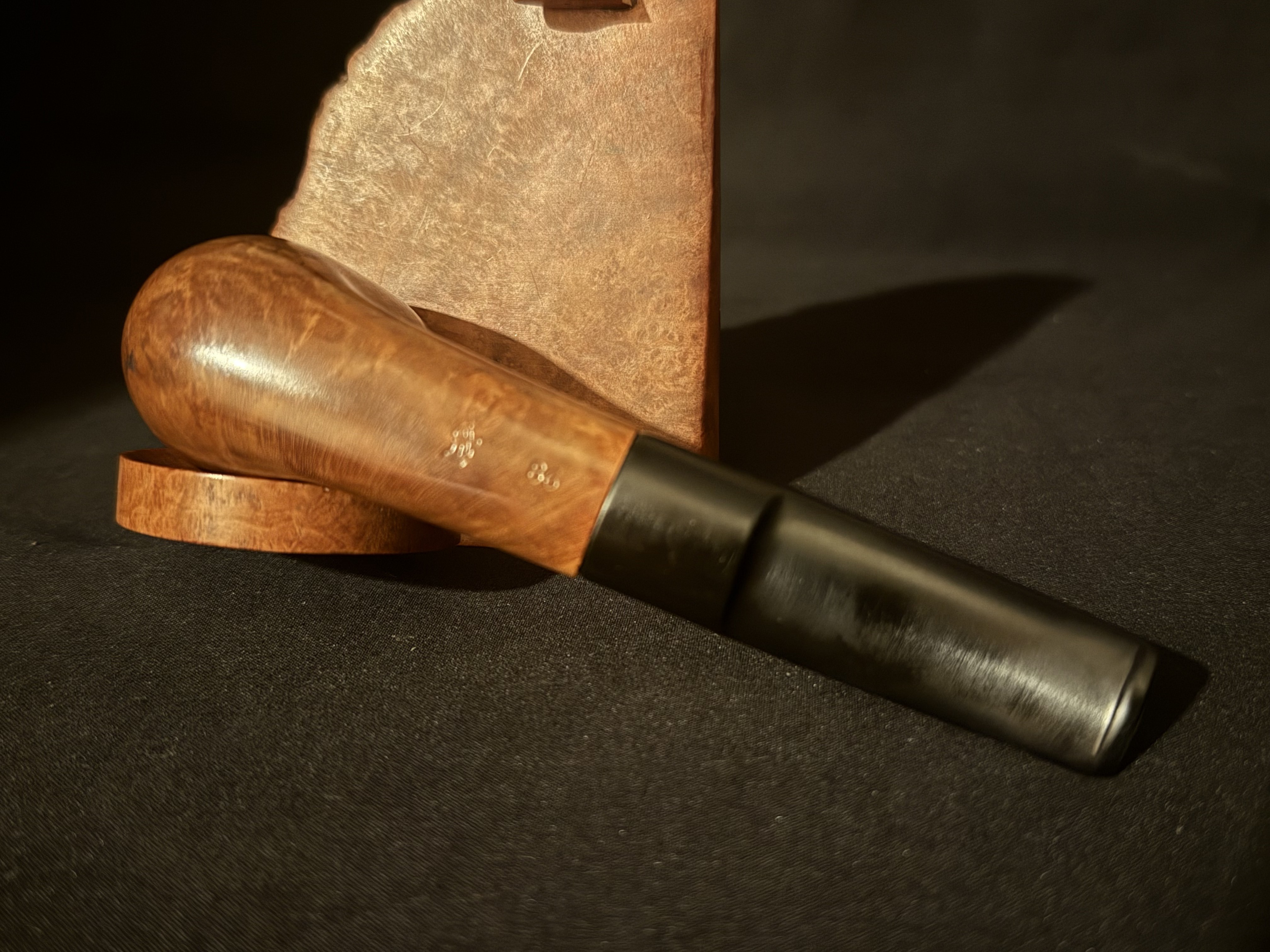 Brebbia Portofino Bent Billiard Smooth Briar Estate Pipe, Vulcanite Stem 6