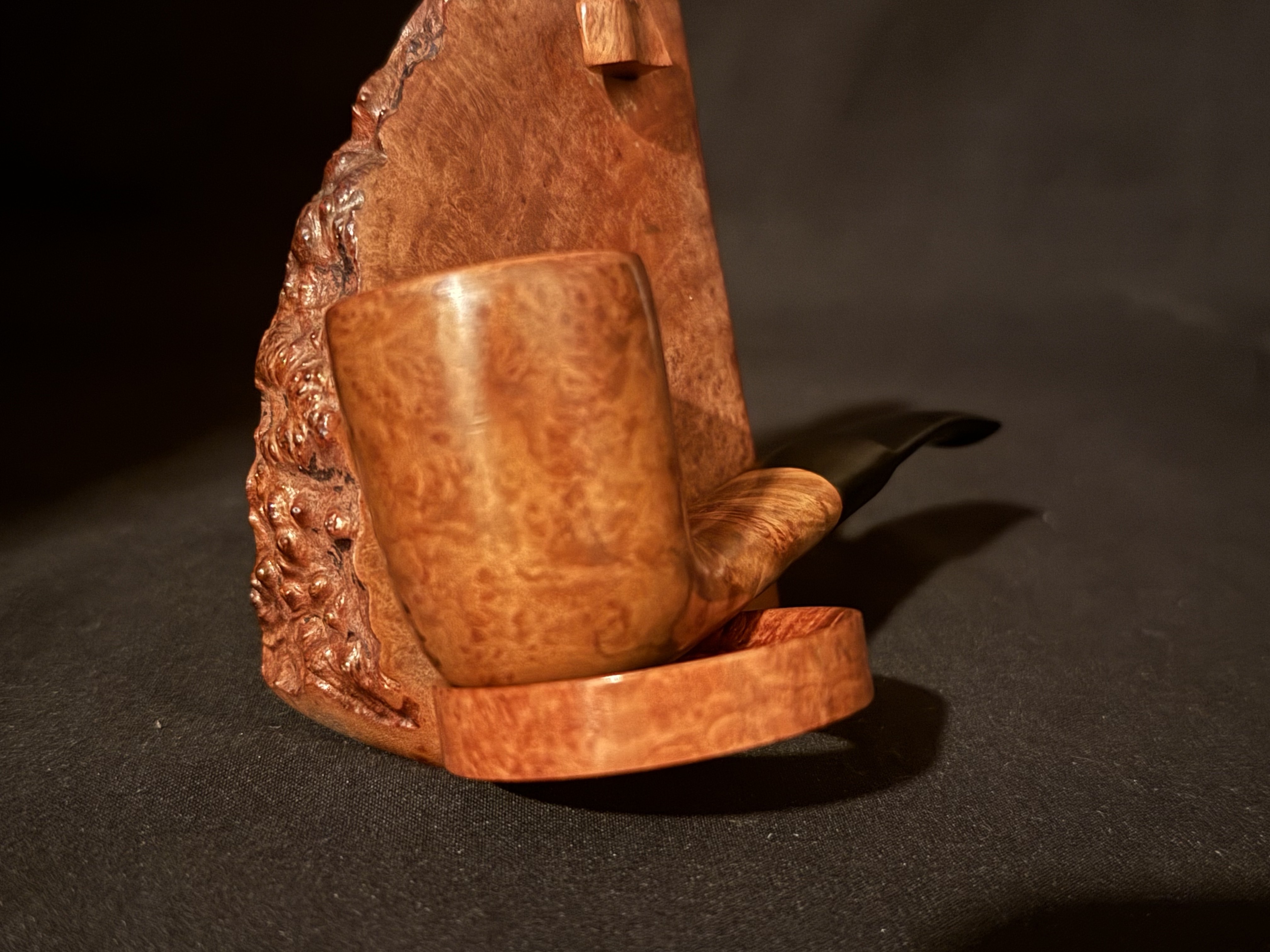 Brebbia Portofino Bent Billiard Smooth Briar Estate Pipe, Vulcanite Stem 9
