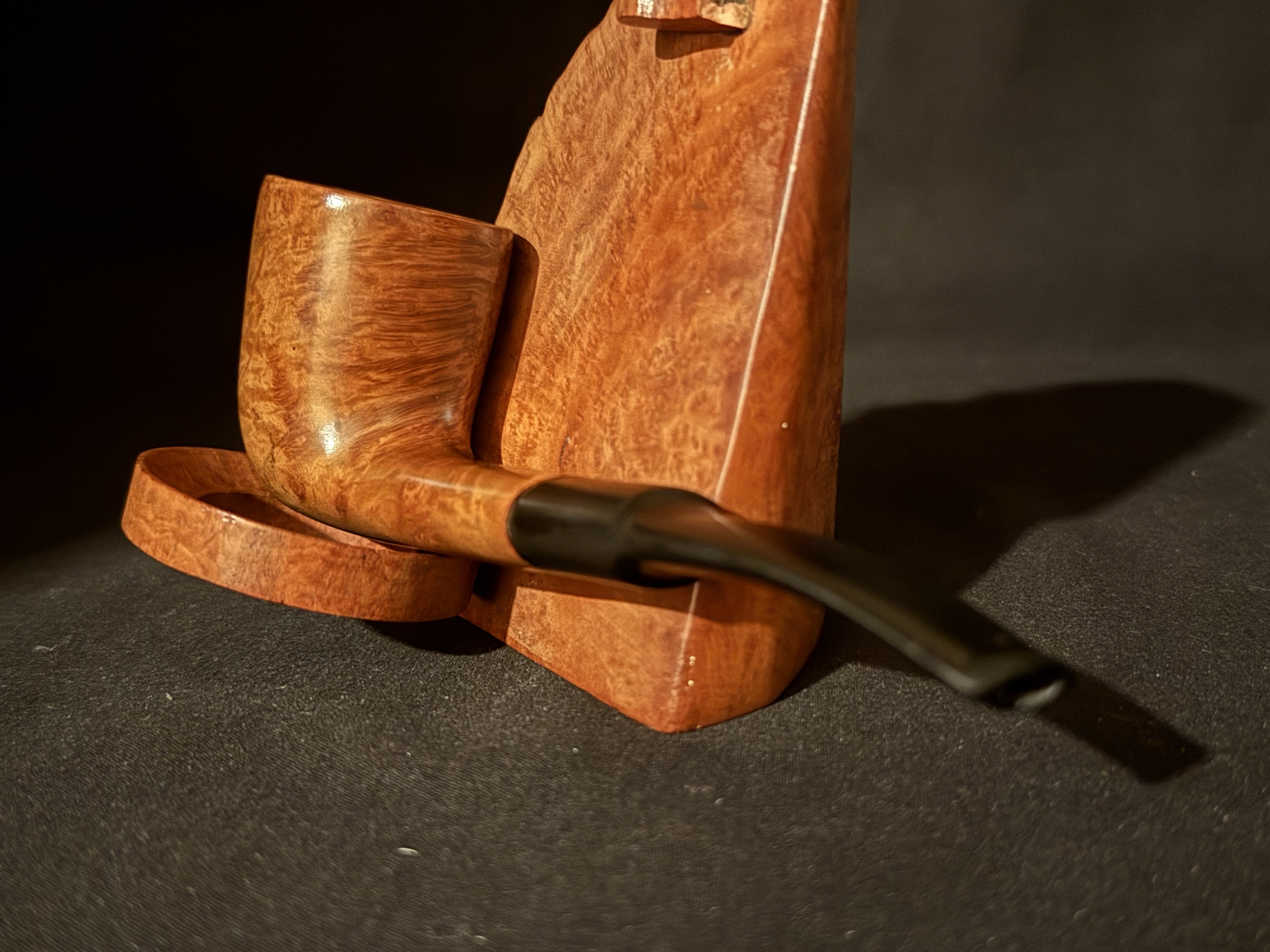 Brebbia Portofino Bent Billiard Smooth Briar Estate Pipe, Vulcanite Stem 10