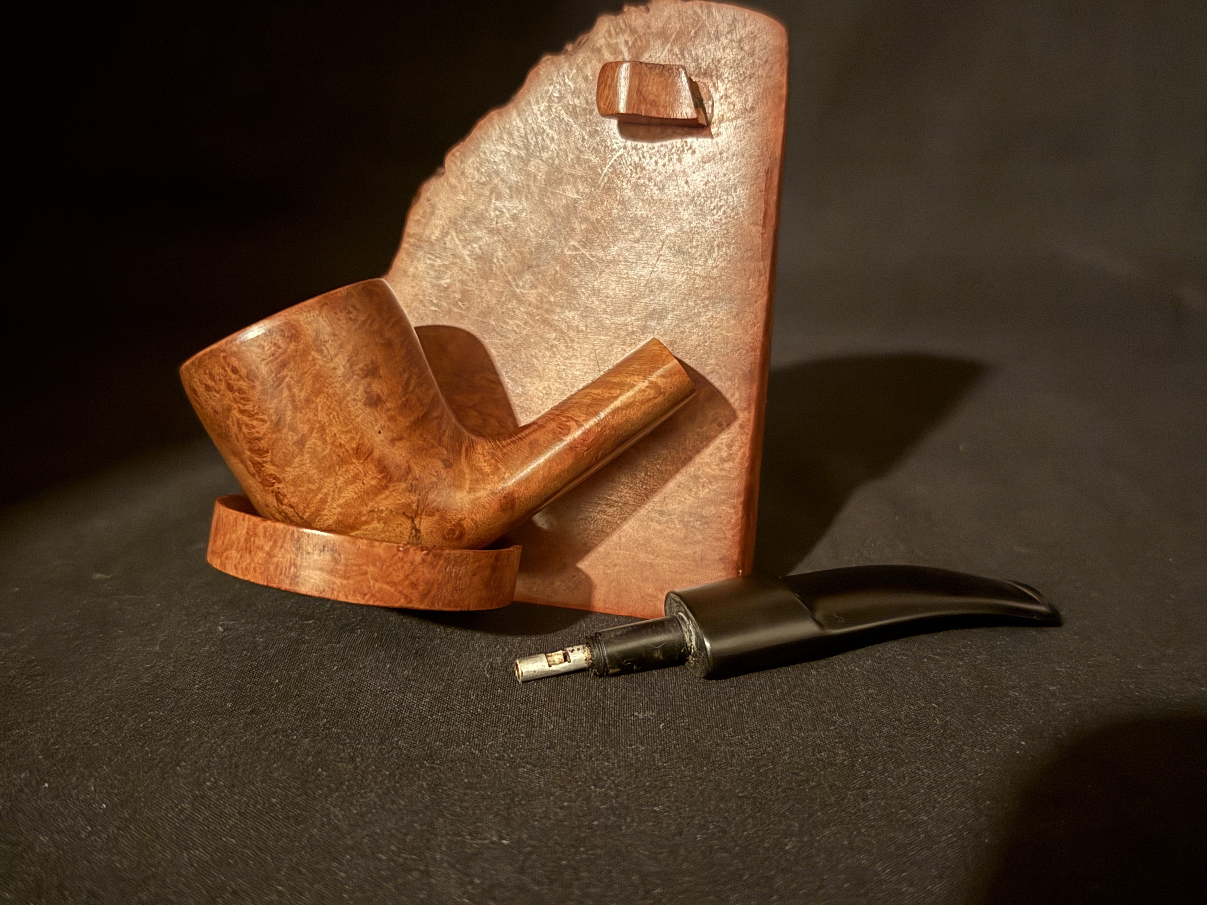 Brebbia Portofino Bent Billiard Smooth Briar Estate Pipe, Vulcanite Stem 11