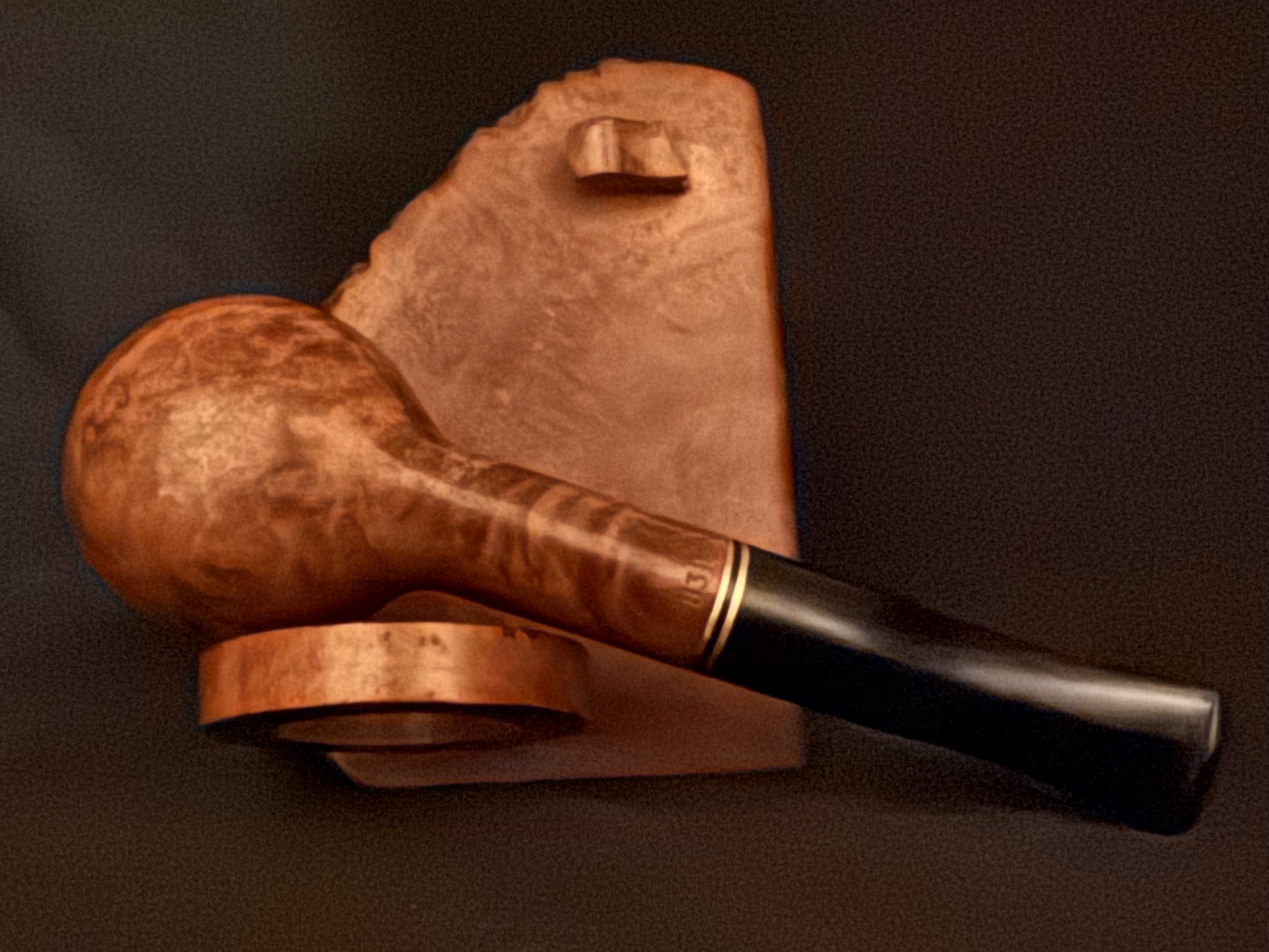 Brebbia Oro 831 Smooth Brandy Estate Pipe, Cross Grain and Birdseye, Acrylic Fishtail Stem, 9mm Filter 6