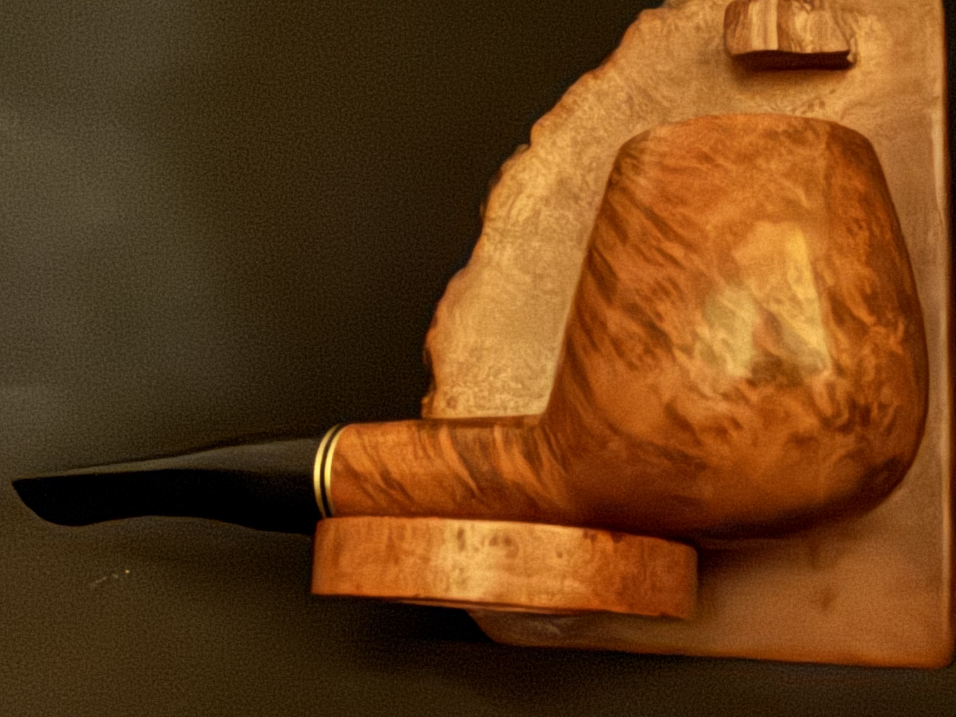 Brebbia Oro 831 Smooth Brandy Estate Pipe, Cross Grain and Birdseye, Acrylic Fishtail Stem, 9mm Filter 7