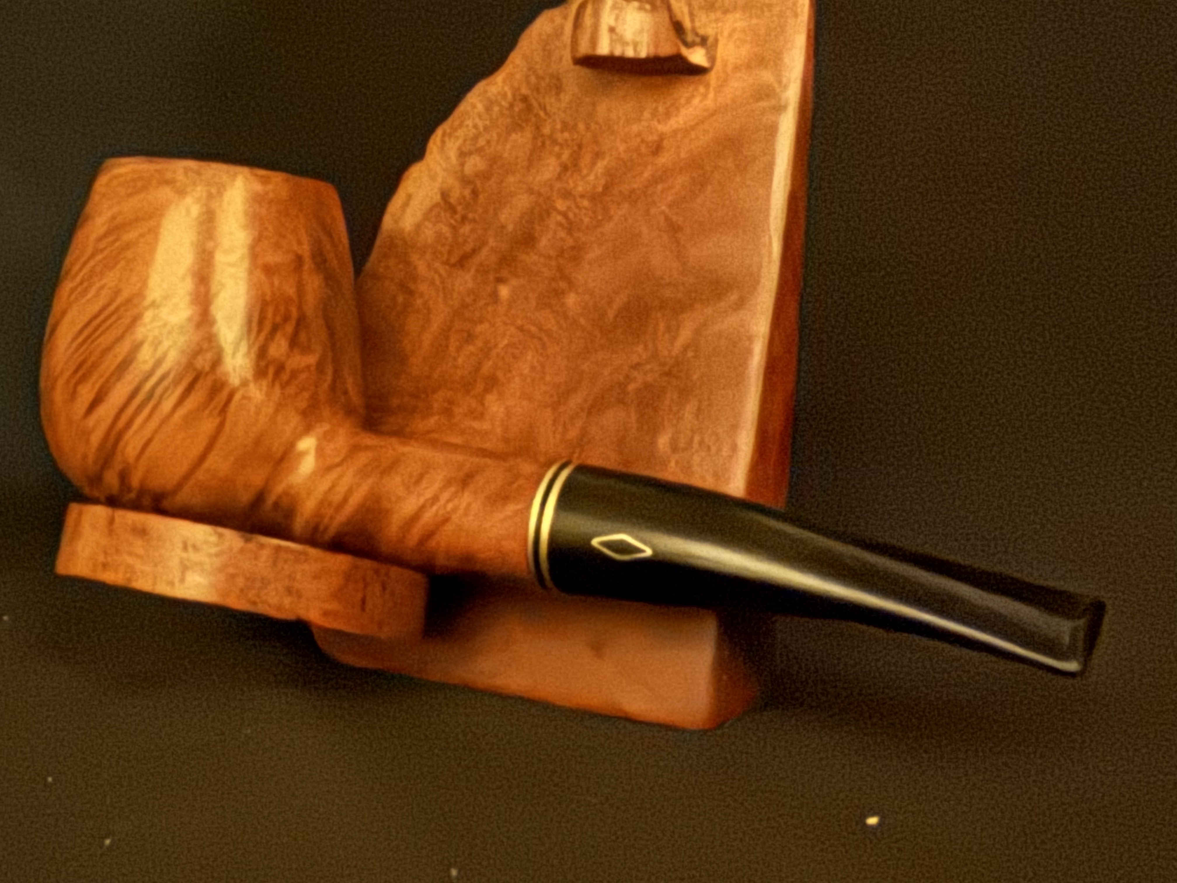 Brebbia Oro 831 Smooth Brandy Estate Pipe, Cross Grain and Birdseye, Acrylic Fishtail Stem, 9mm Filter 8