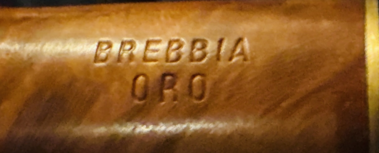 Brebbia Oro 831 Smooth Brandy Estate Pipe, Cross Grain and Birdseye, Acrylic Fishtail Stem, 9mm Filter 11