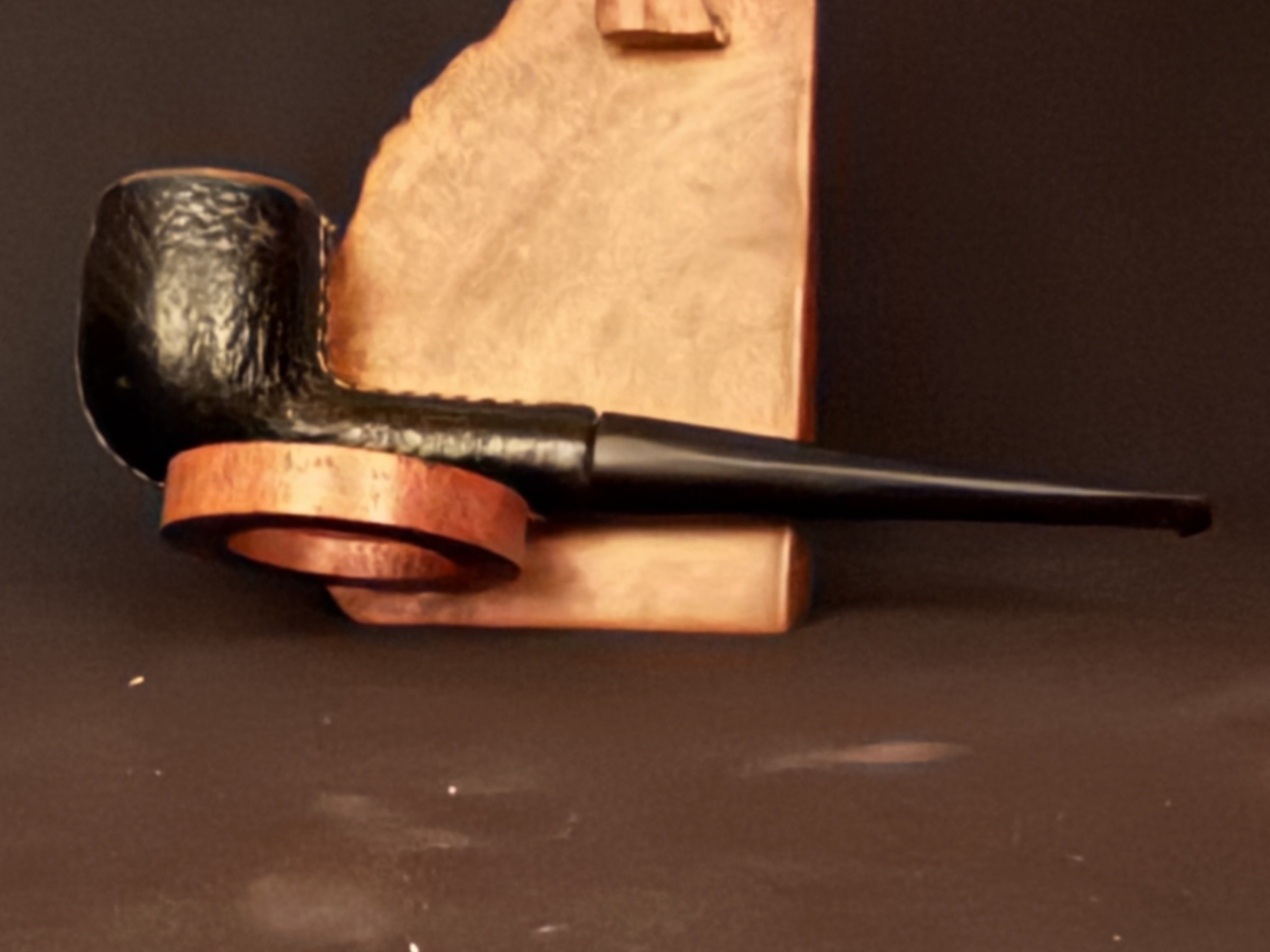 Bristol Real Pigskin Leather-Clad Billiard Estate Pipe, Vulcanite Fishtail Stem 3