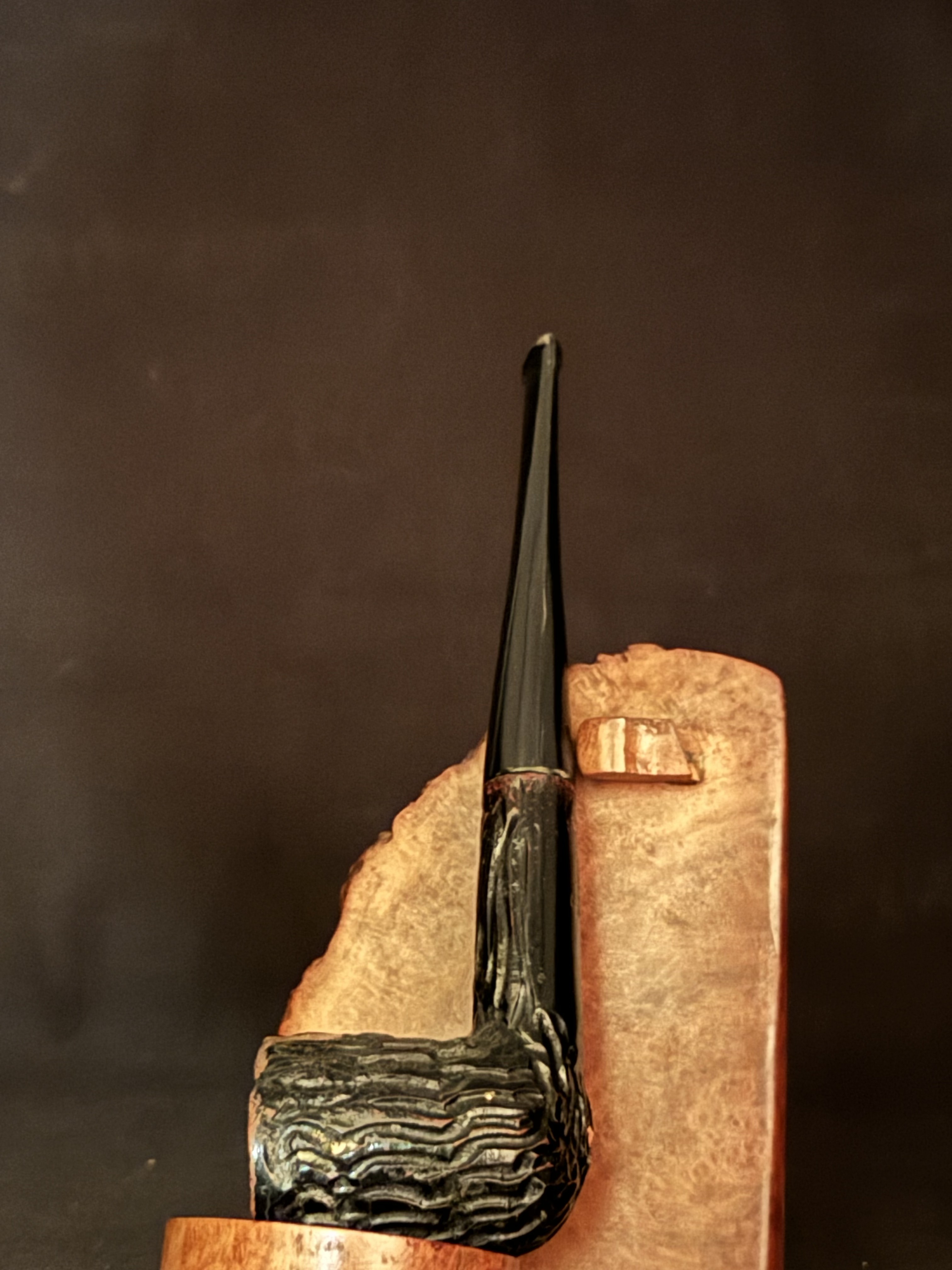 Straight Dublin Rustic Briar Estate Pipe - Stamped BRISTOL, Vulcanite Fishtail Stem