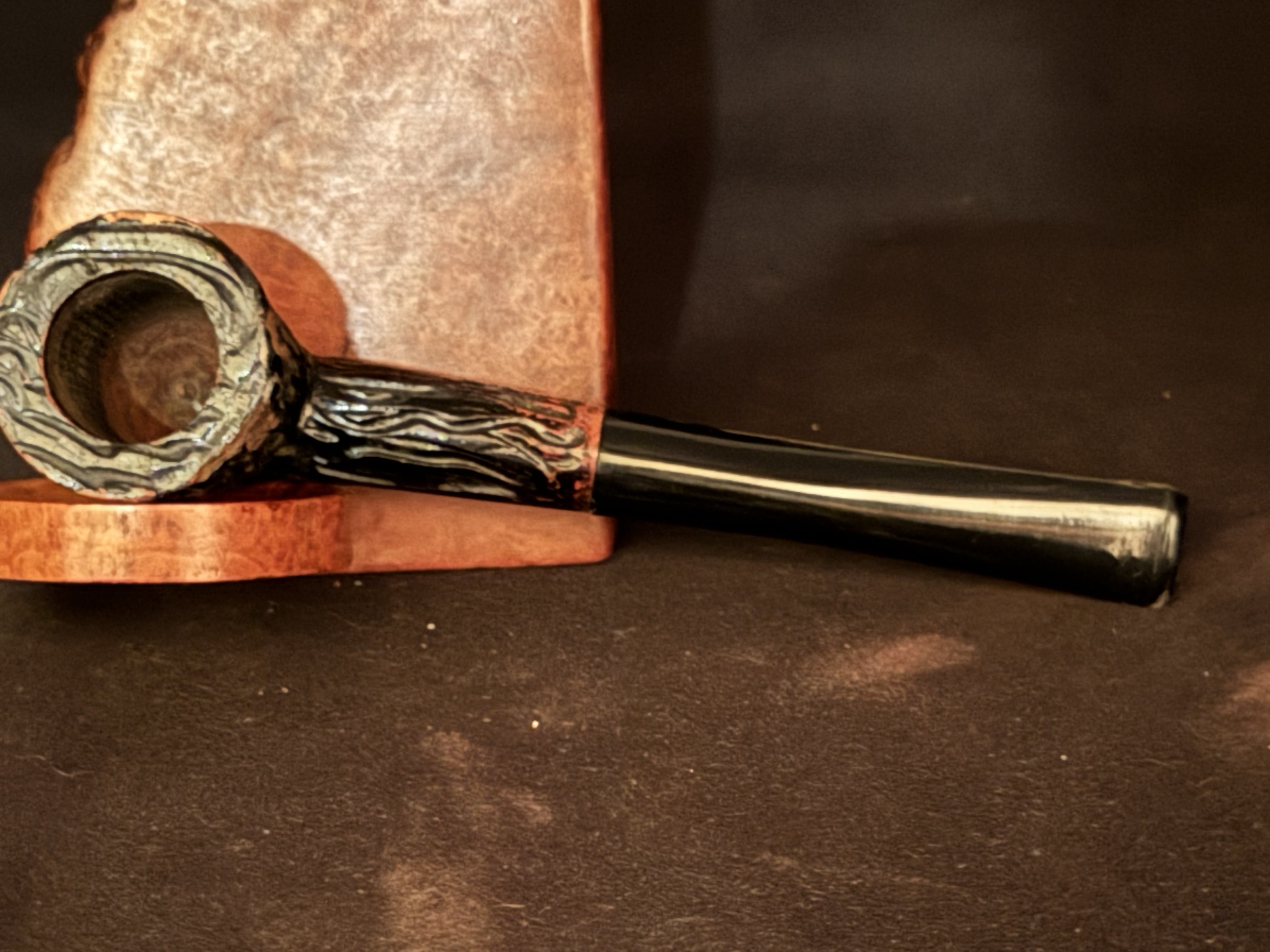 Straight Dublin Rustic Briar Estate Pipe - Stamped BRISTOL, Vulcanite Fishtail Stem 3